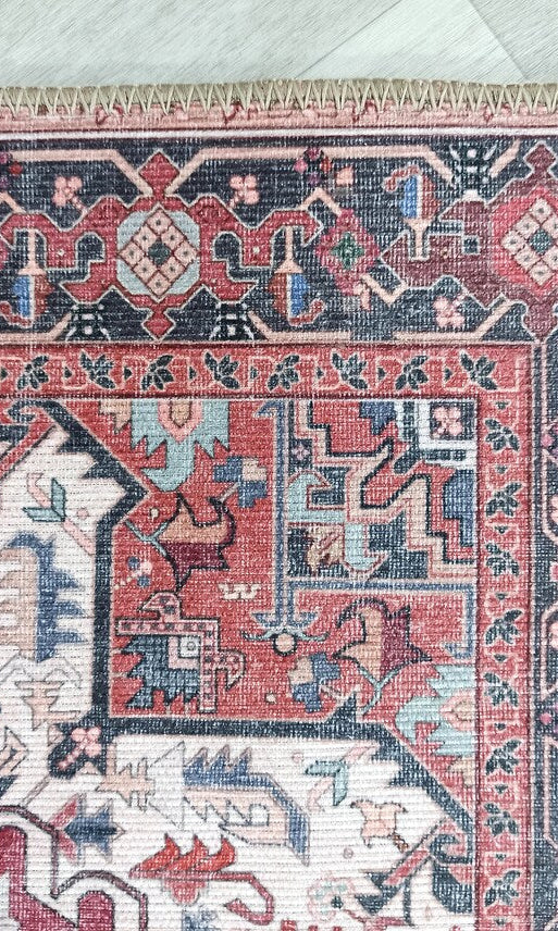 Hiba Rug Oriental Hot Pink Red Medallion Rug