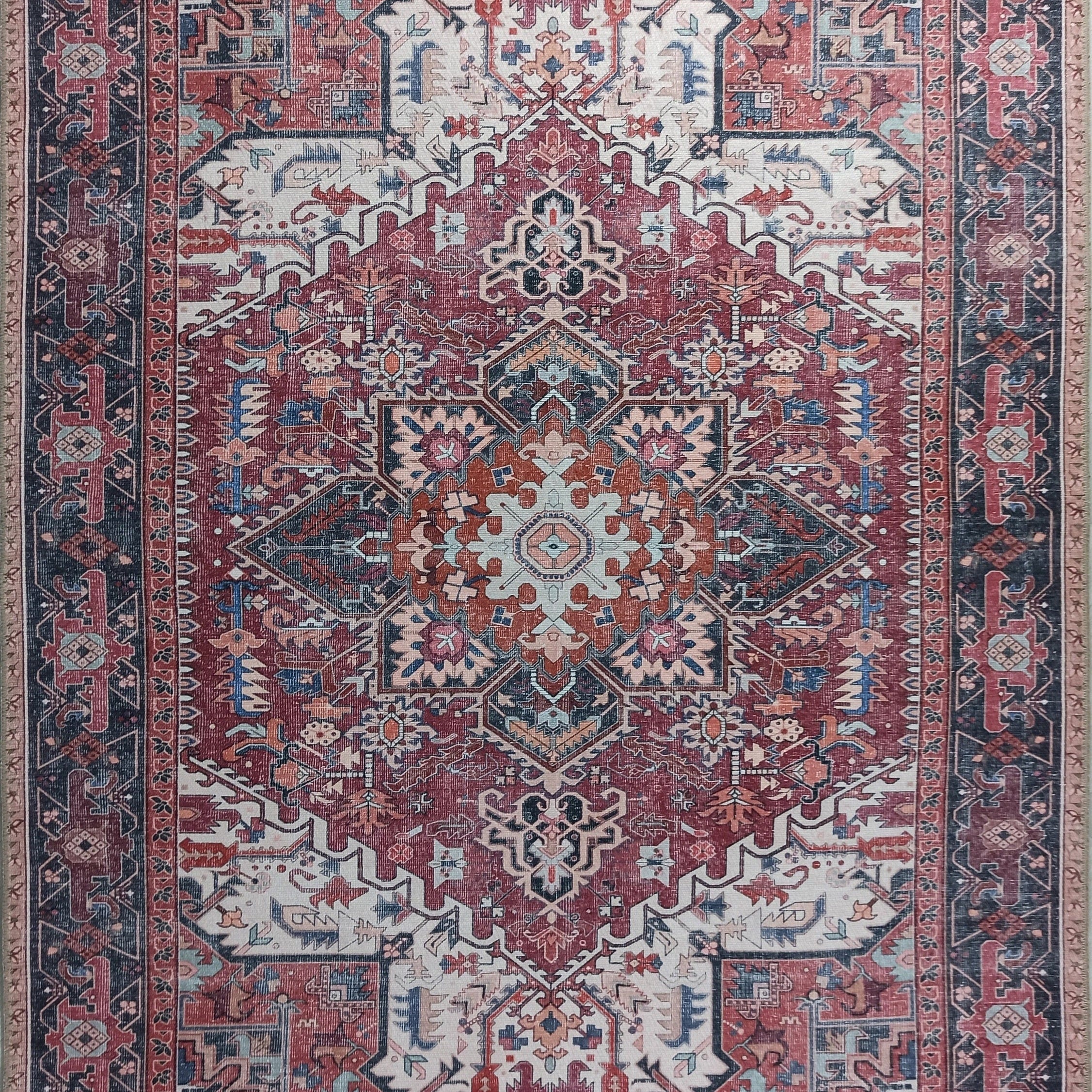 Hiba Rug Oriental Hot Pink Red Medallion Rug