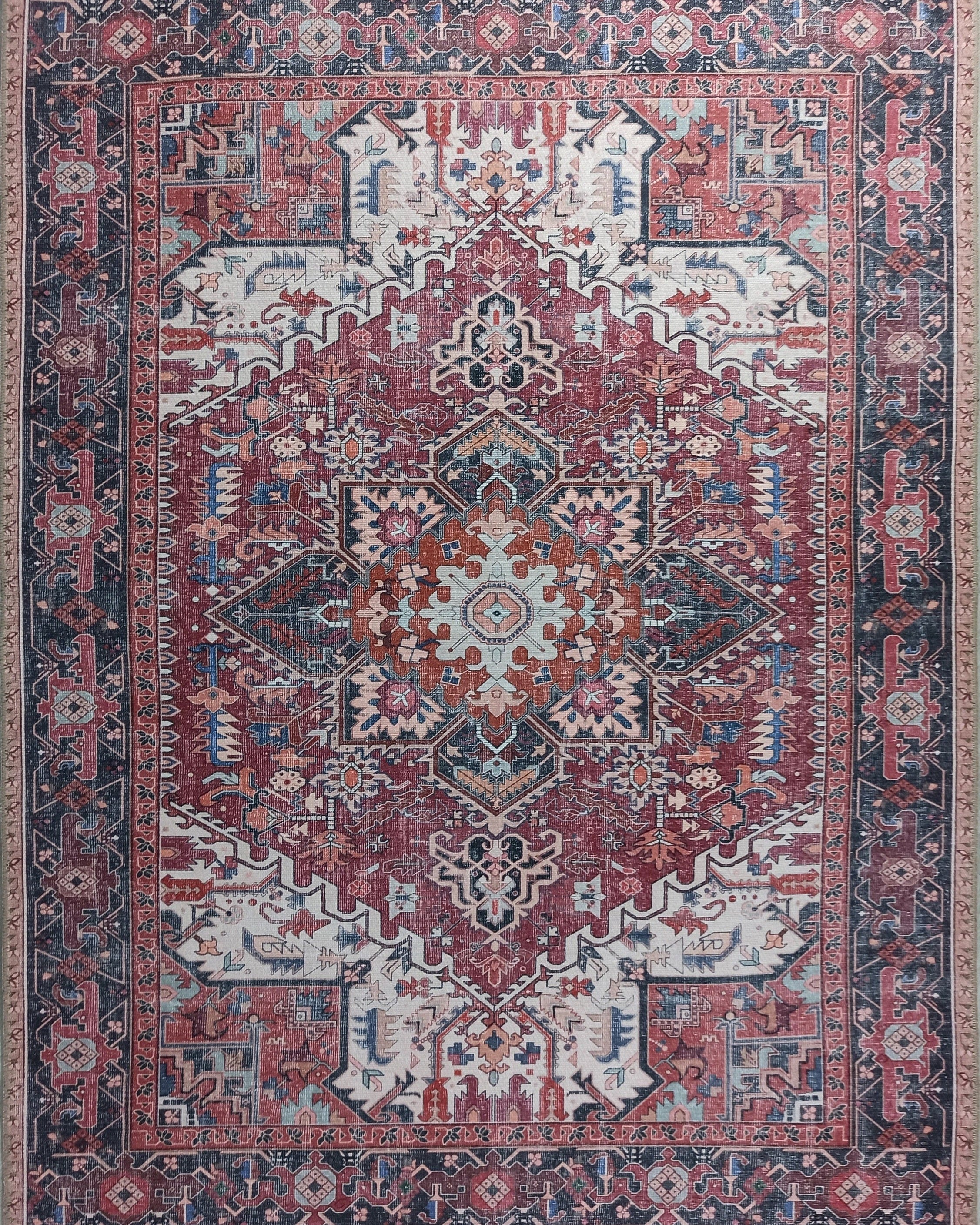 Hiba Rug Oriental Hot Pink Red Medallion Rug