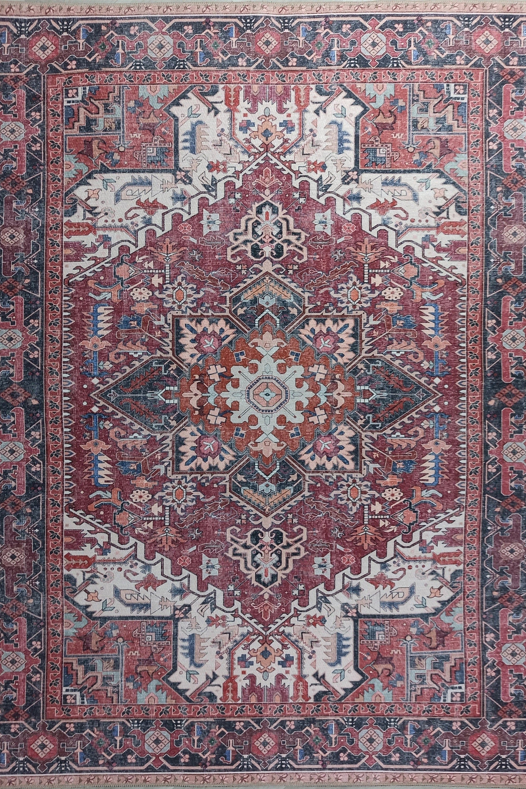 Hiba Rug Oriental Hot Pink Red Medallion Rug