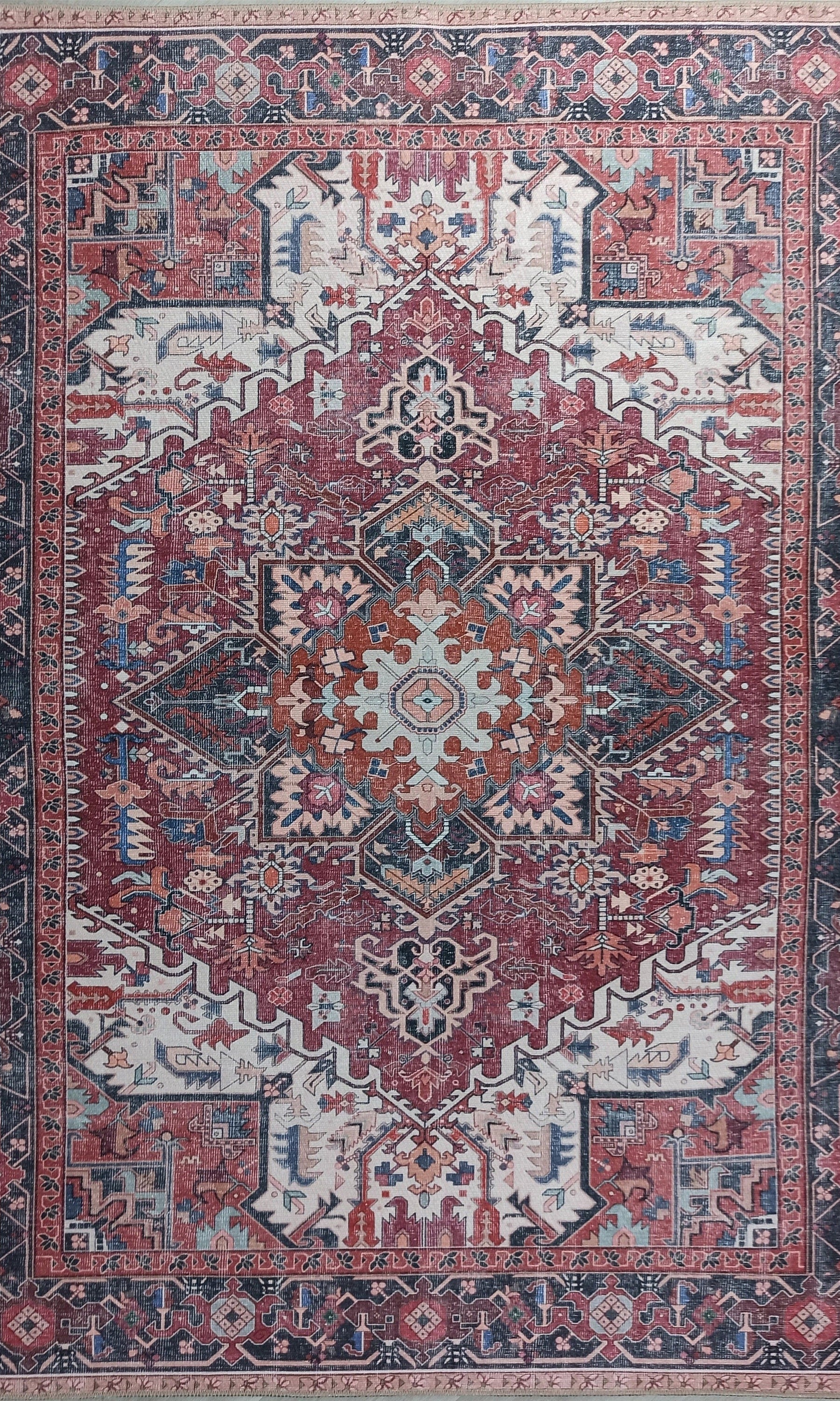 Hiba Rug Oriental Hot Pink Red Medallion Rug