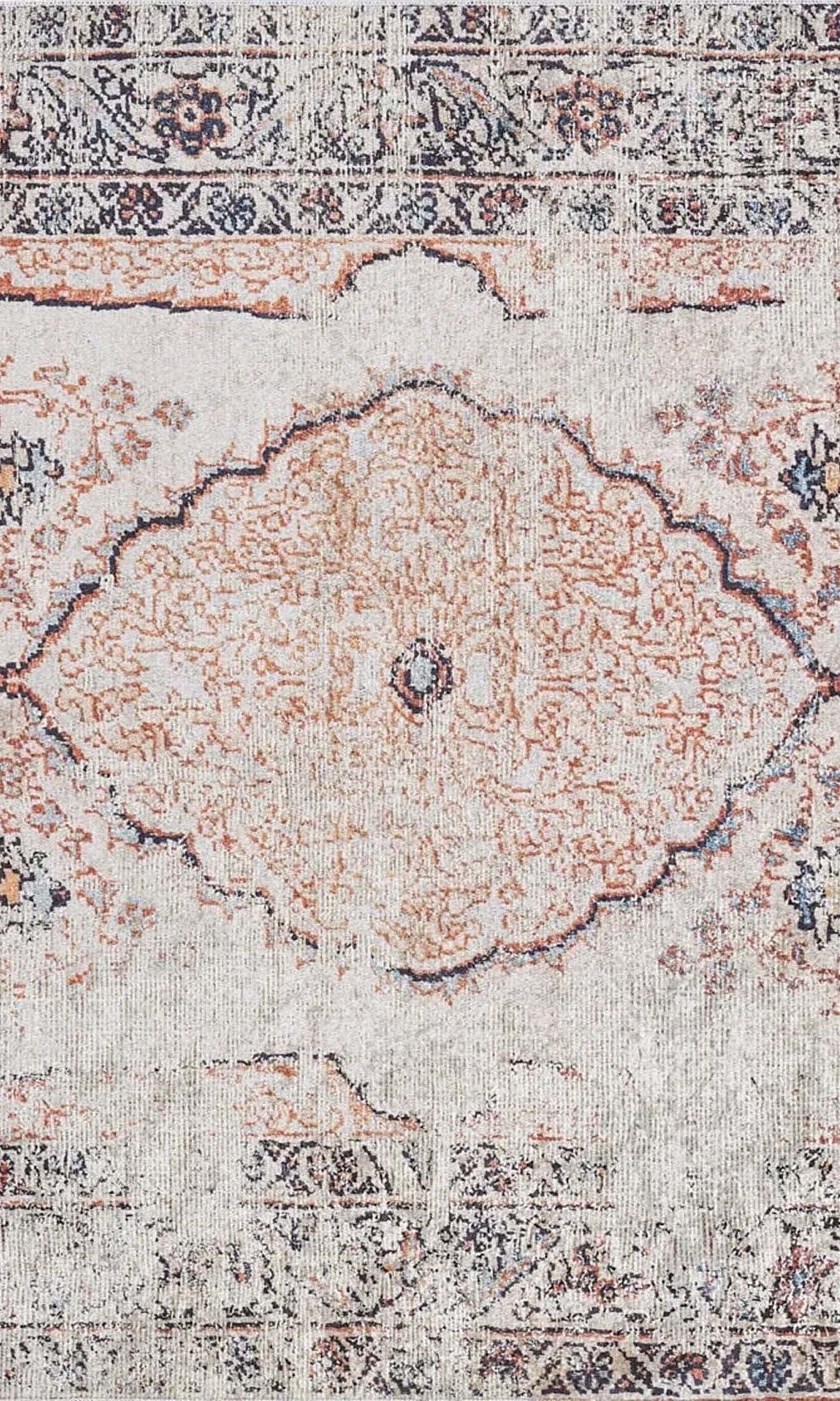 Hind Turkish Distressed Beige Orange Blush Rug