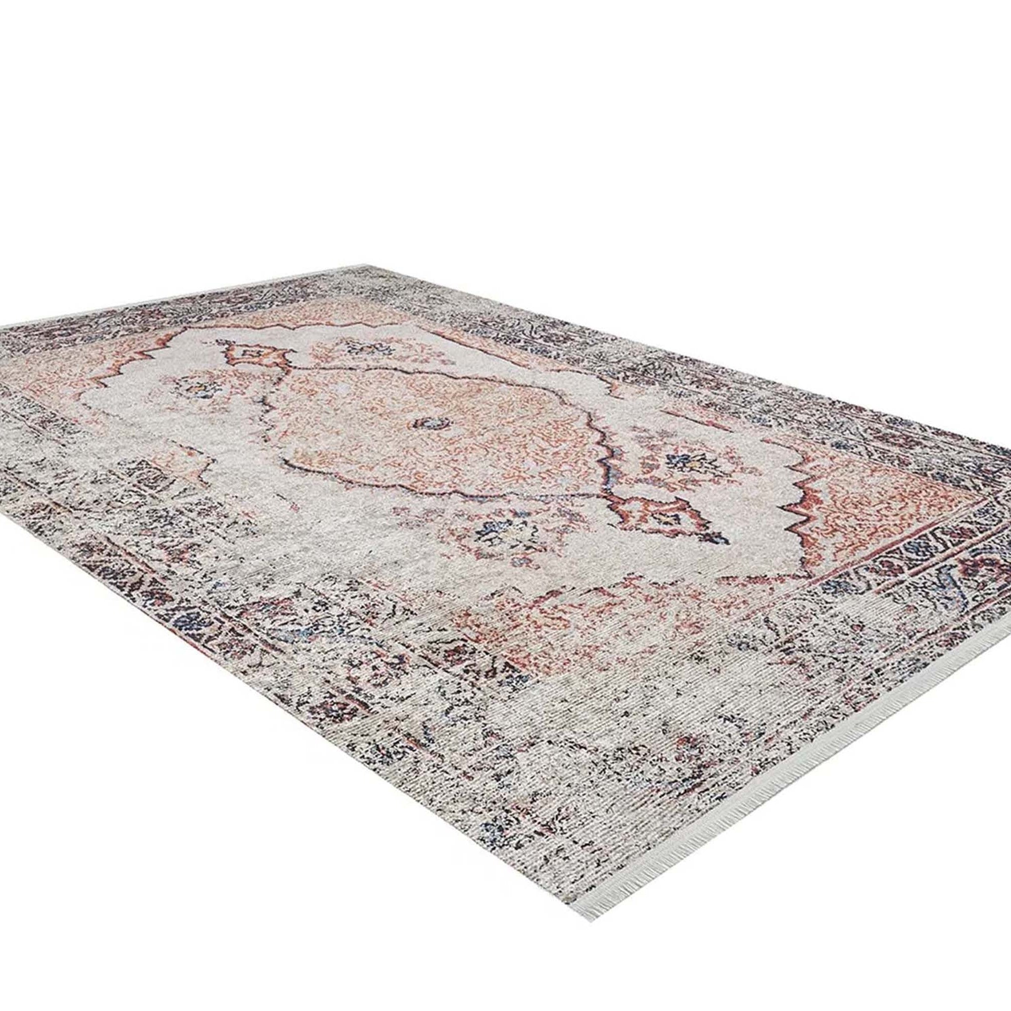 Hind Turkish Distressed Beige Orange Blush Rug