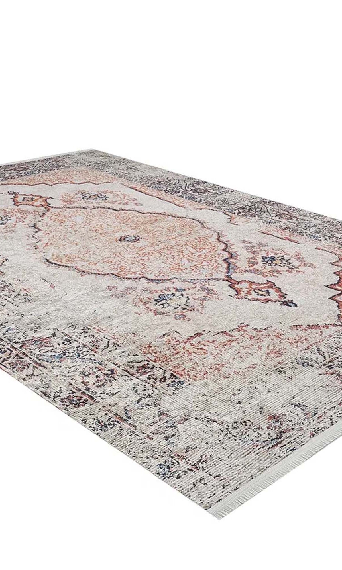 Hind Turkish Distressed Beige Orange Blush Rug