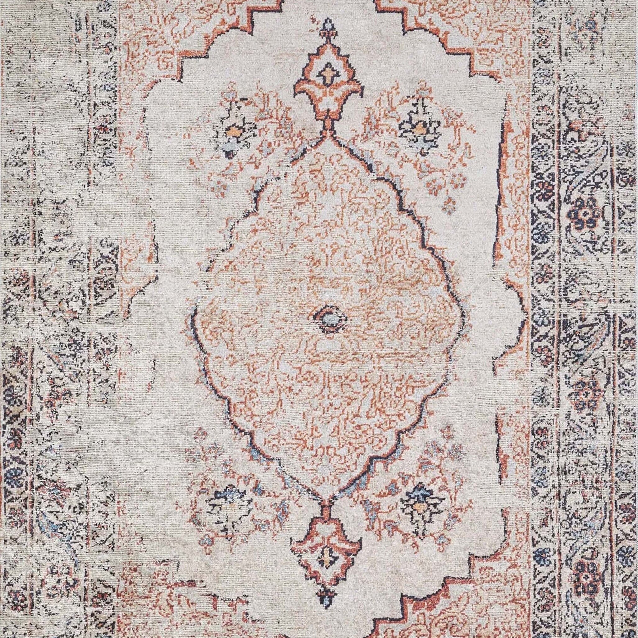 Hind Turkish Distressed Beige Orange Blush Rug