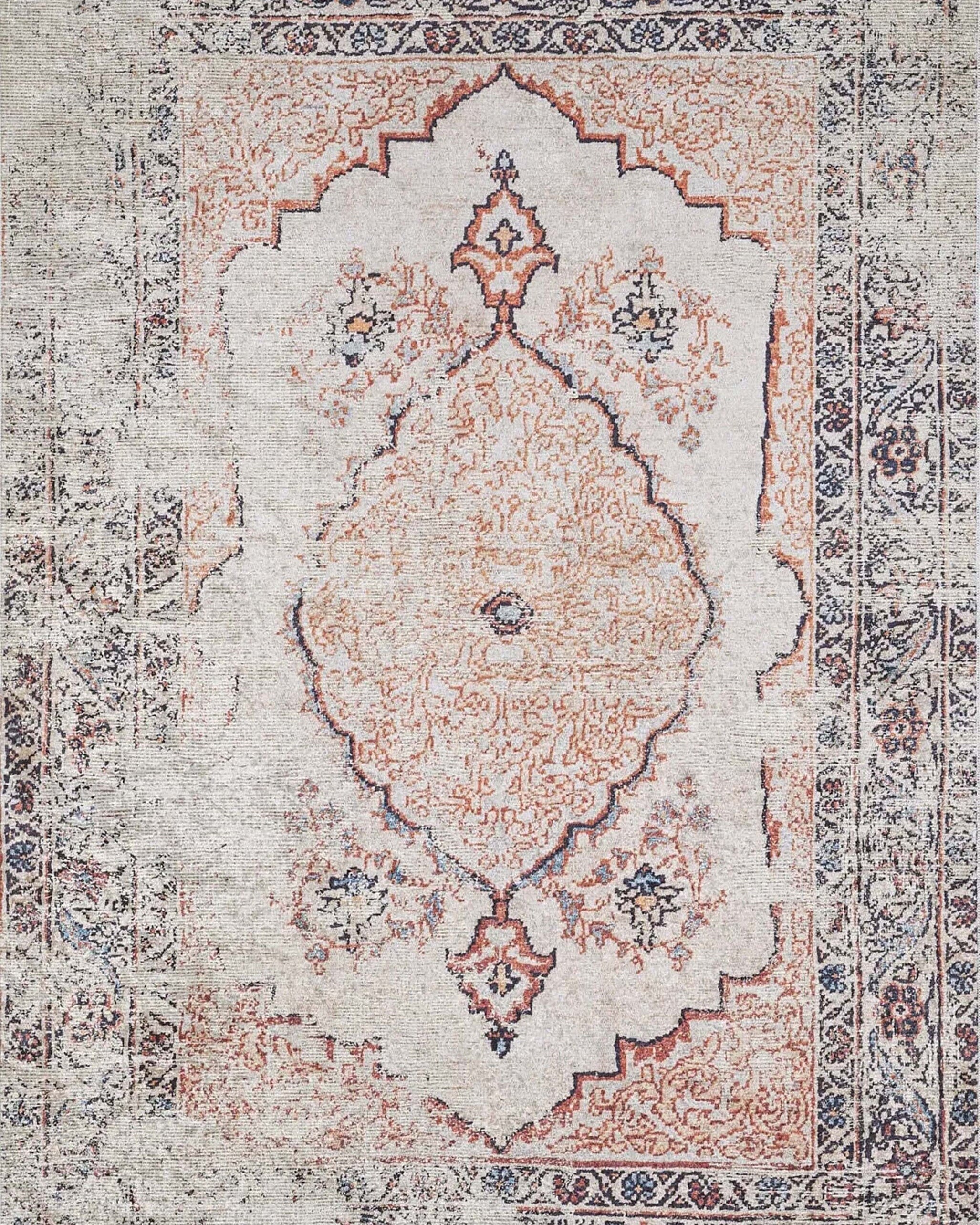 Hind Turkish Distressed Beige Orange Blush Rug