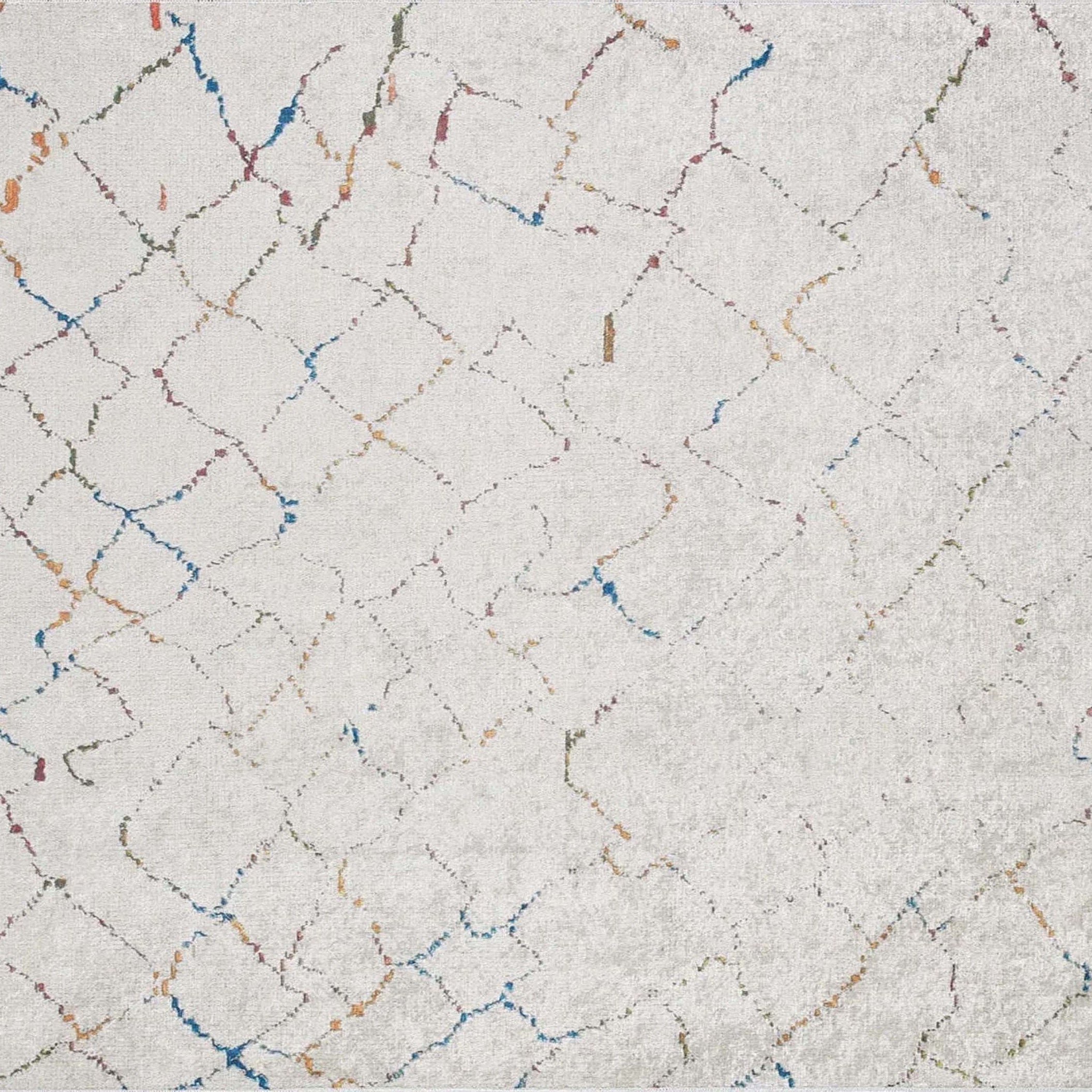 Hniya Moroccan Trellis White Rug