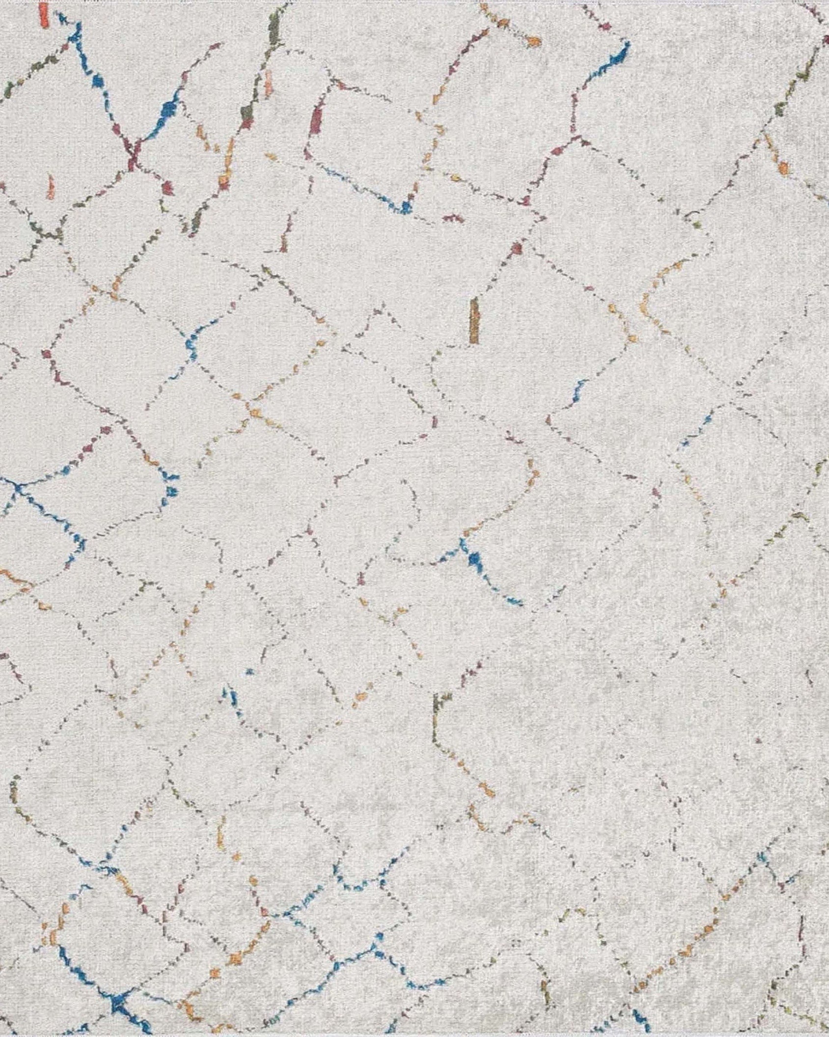 Hniya Moroccan Trellis White Rug