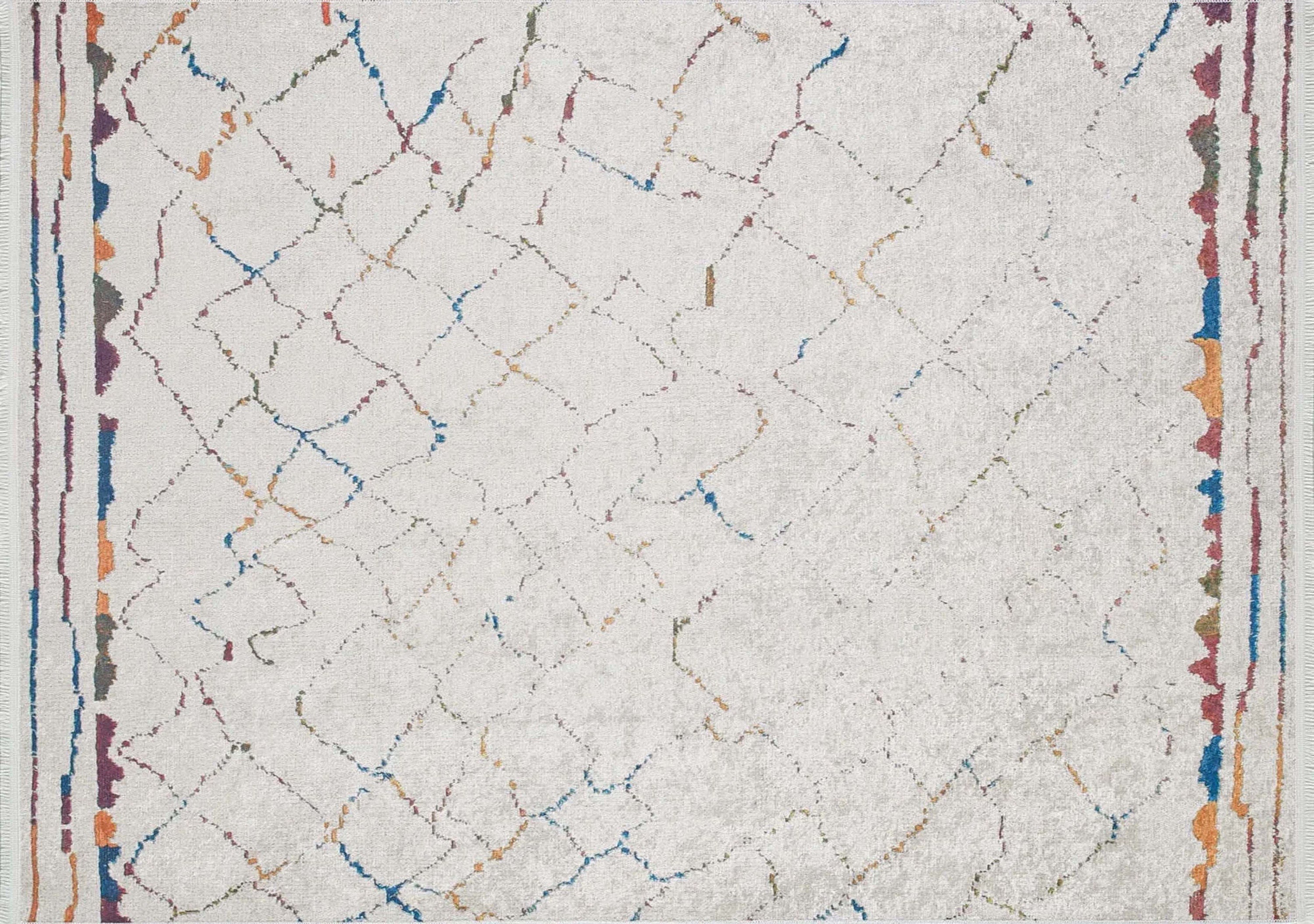 Hniya Moroccan Trellis White Rug