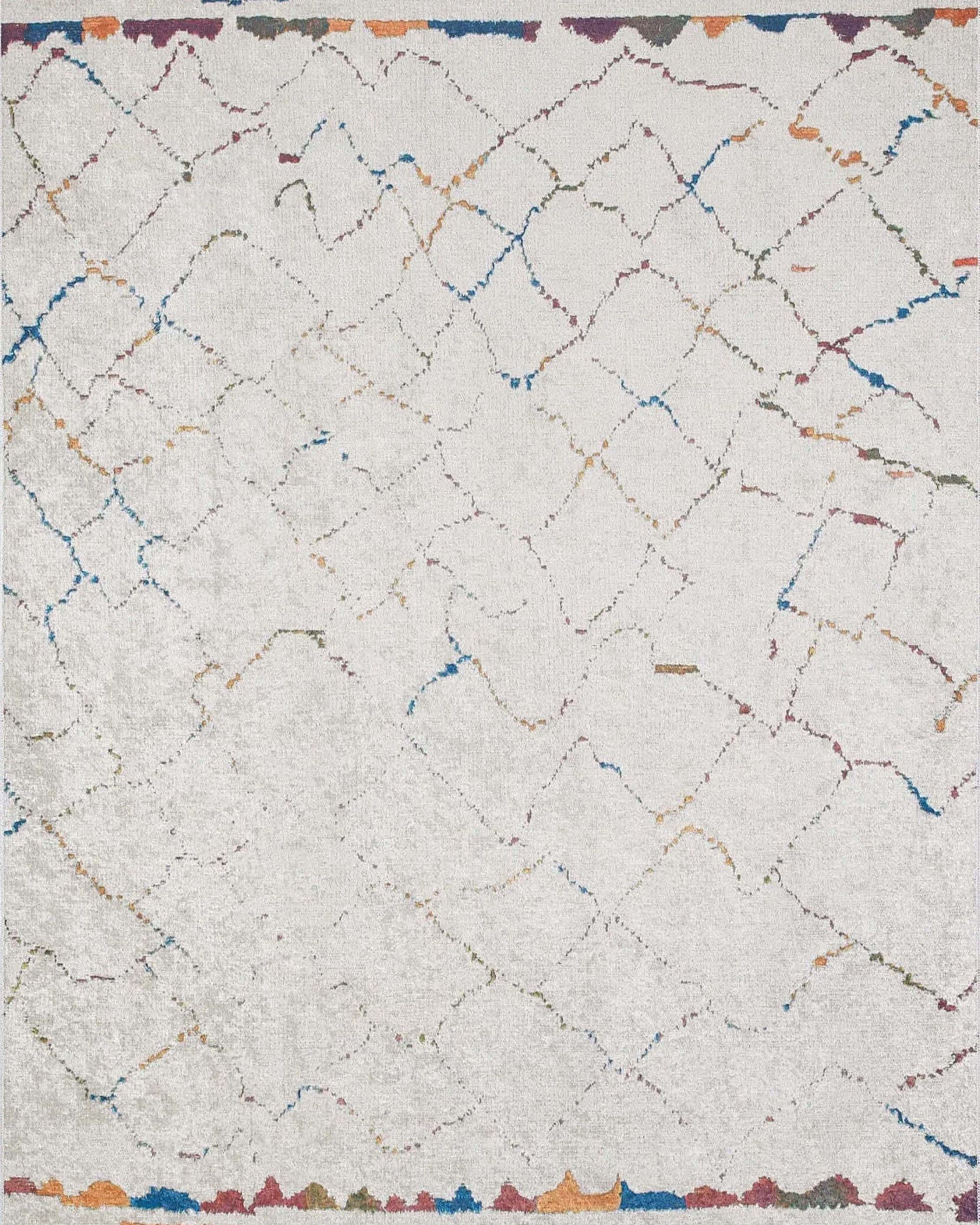 Hniya Moroccan Trellis White Rug