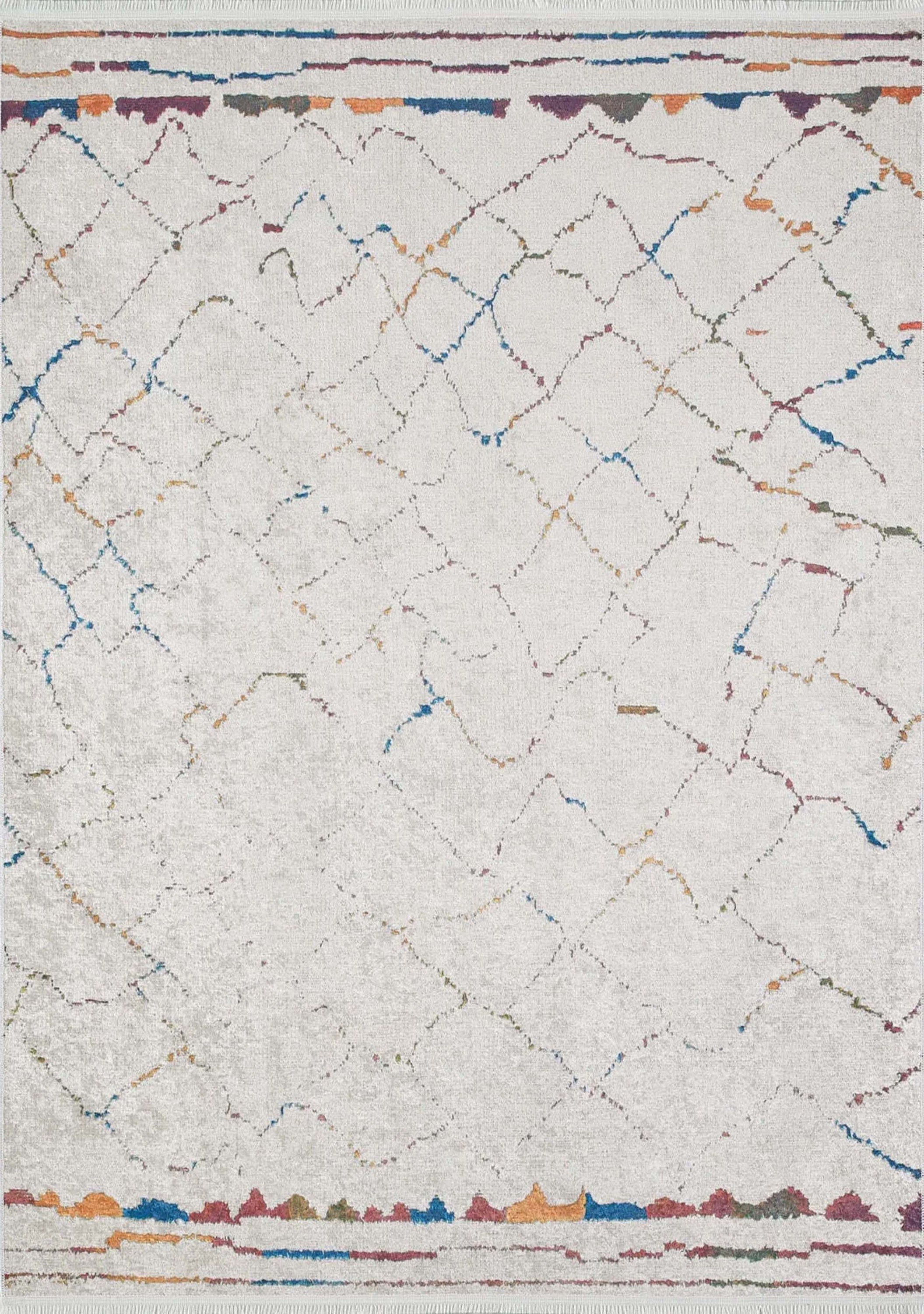 Hniya Moroccan Trellis White Rug