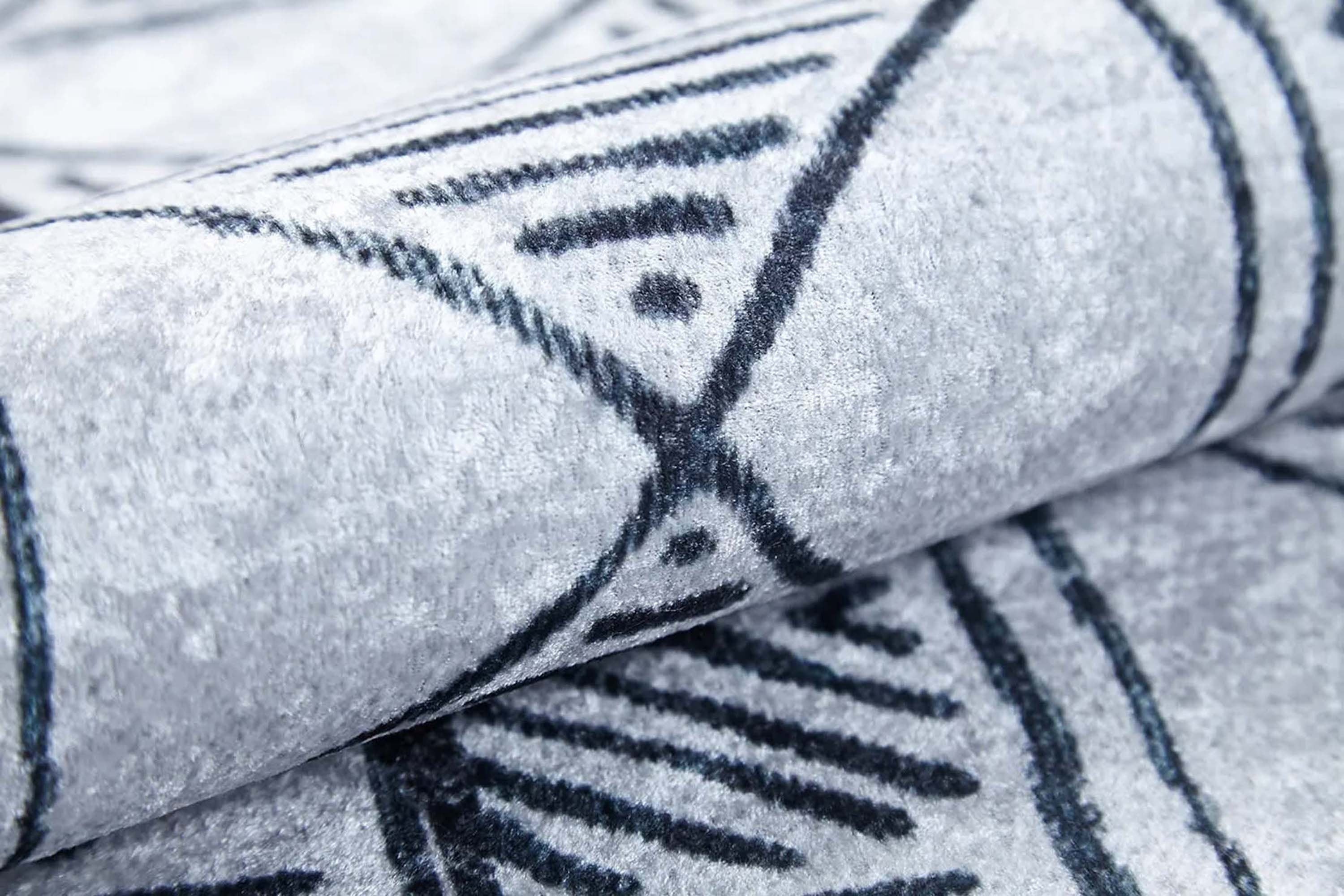 Hoda Geometric Turkish Neutral Gray Black Rug