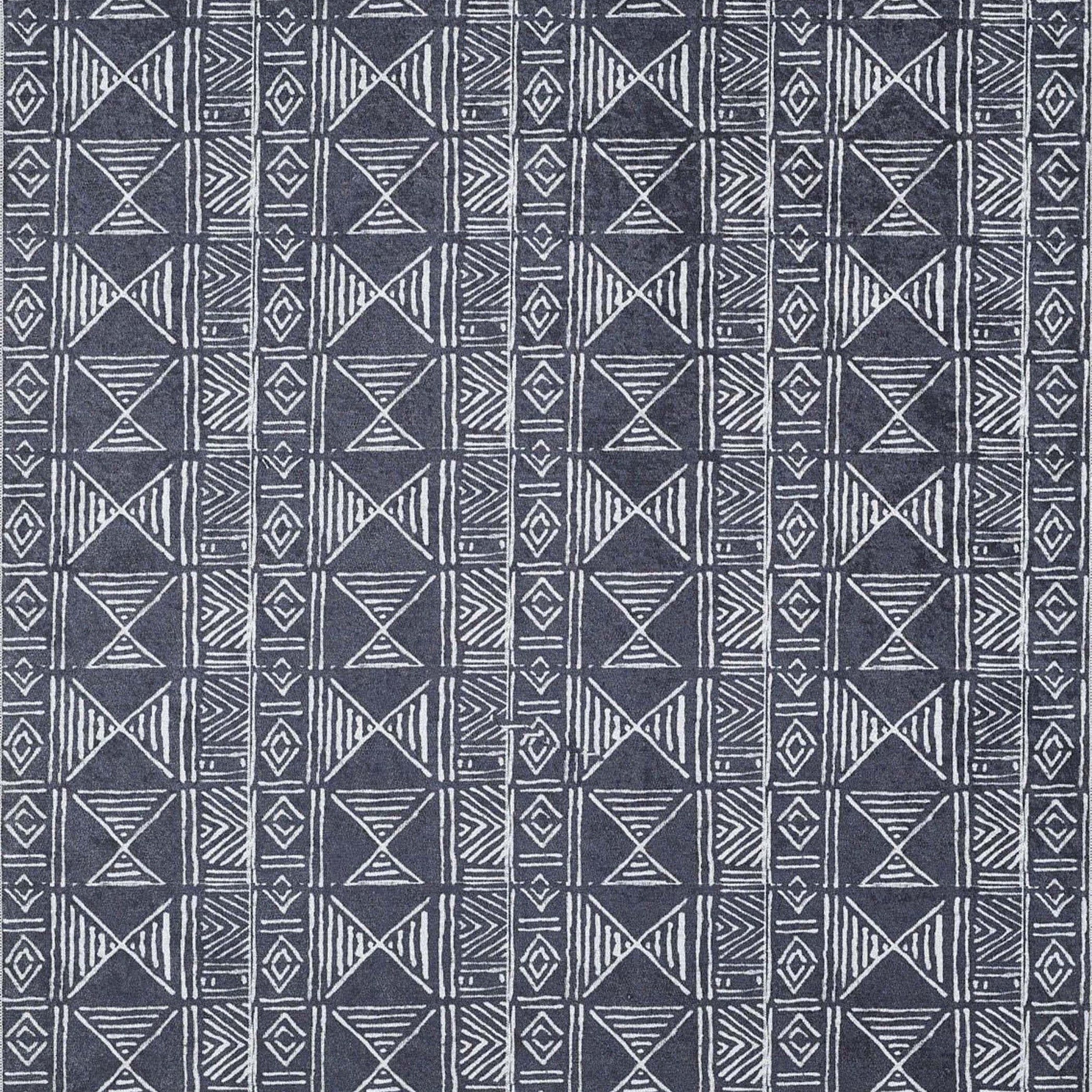 Hoda Geometric Turkish Neutral Gray Black Rug