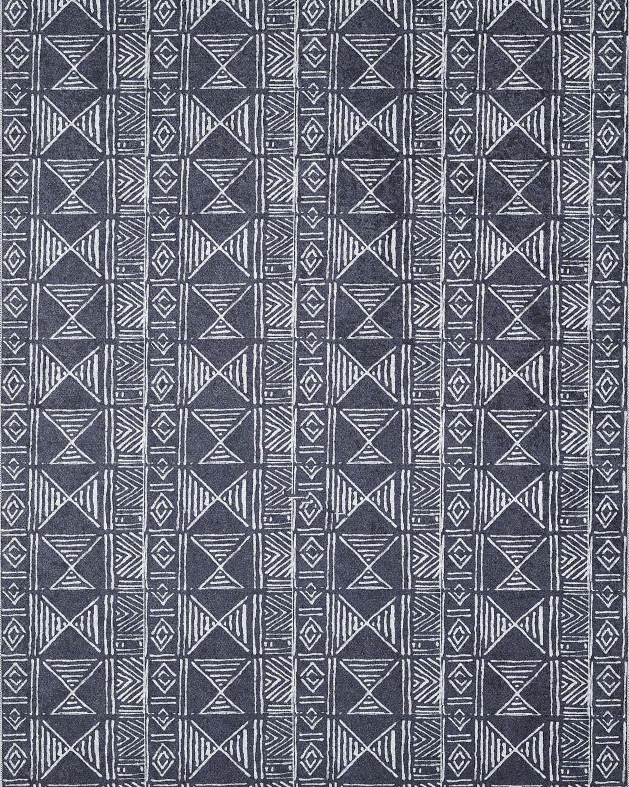 Hoda Geometric Turkish Neutral Gray Black Rug