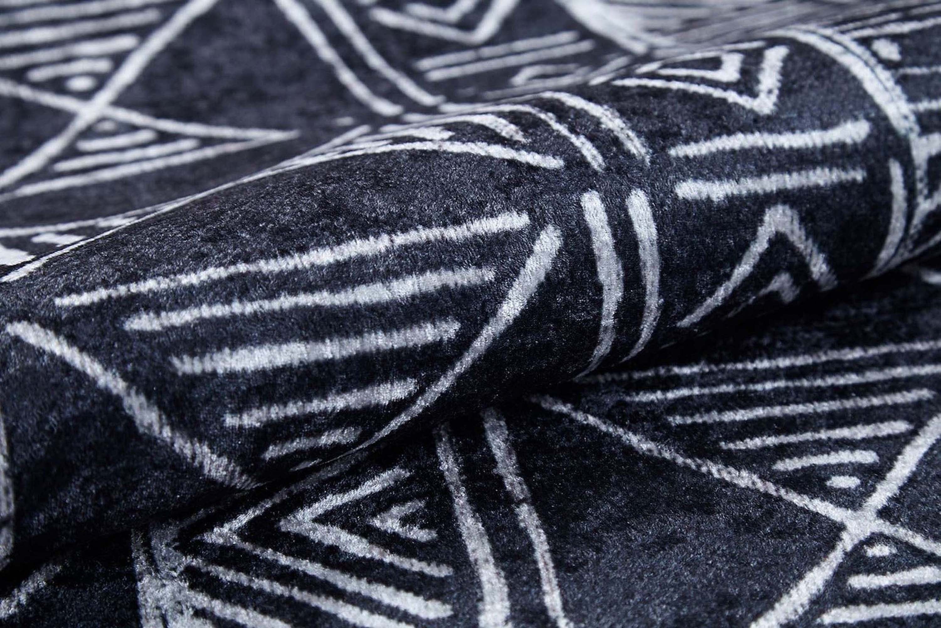 Hoda Geometric Turkish Neutral Gray Black Rug