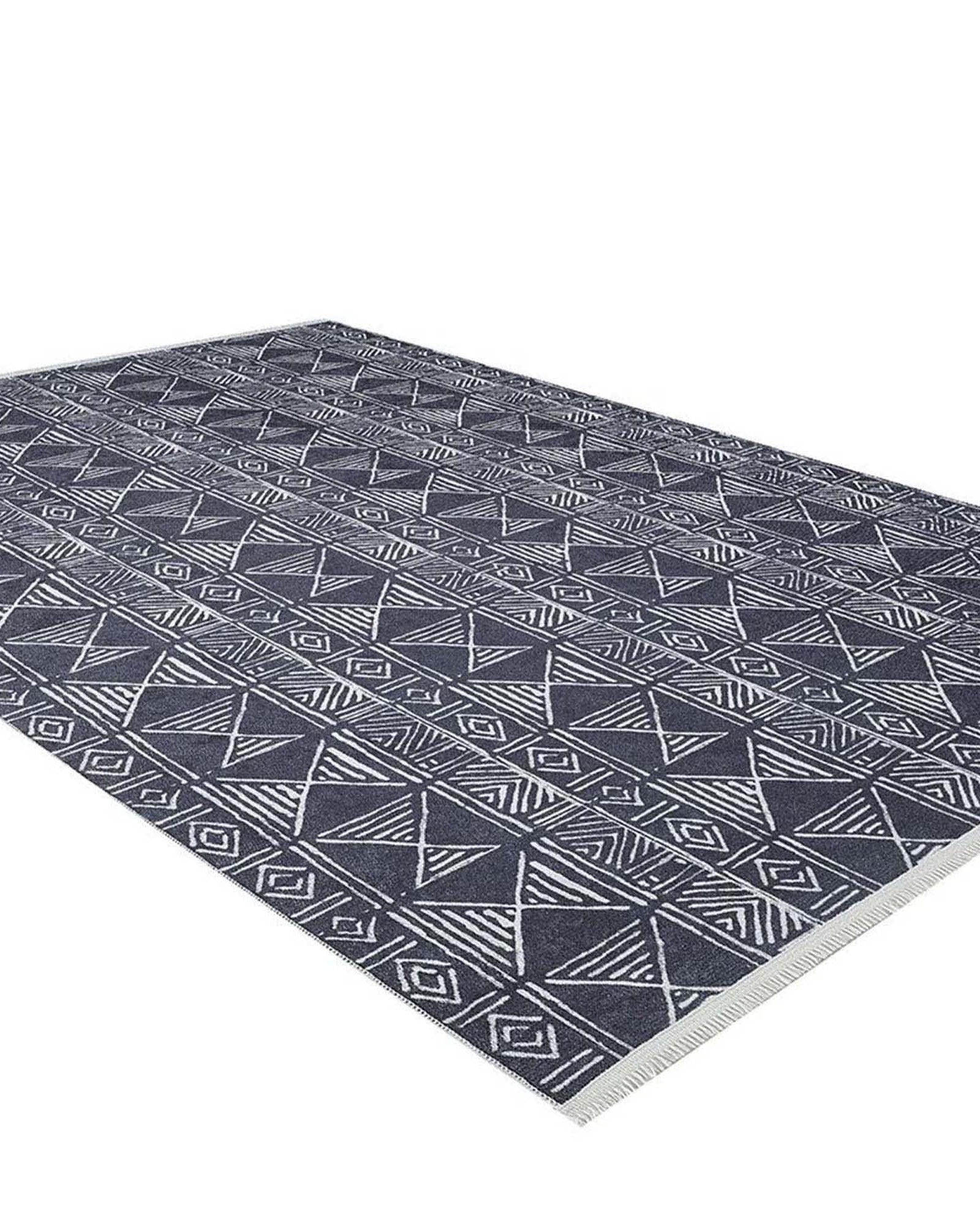 Hoda Geometric Turkish Neutral Gray Black Rug