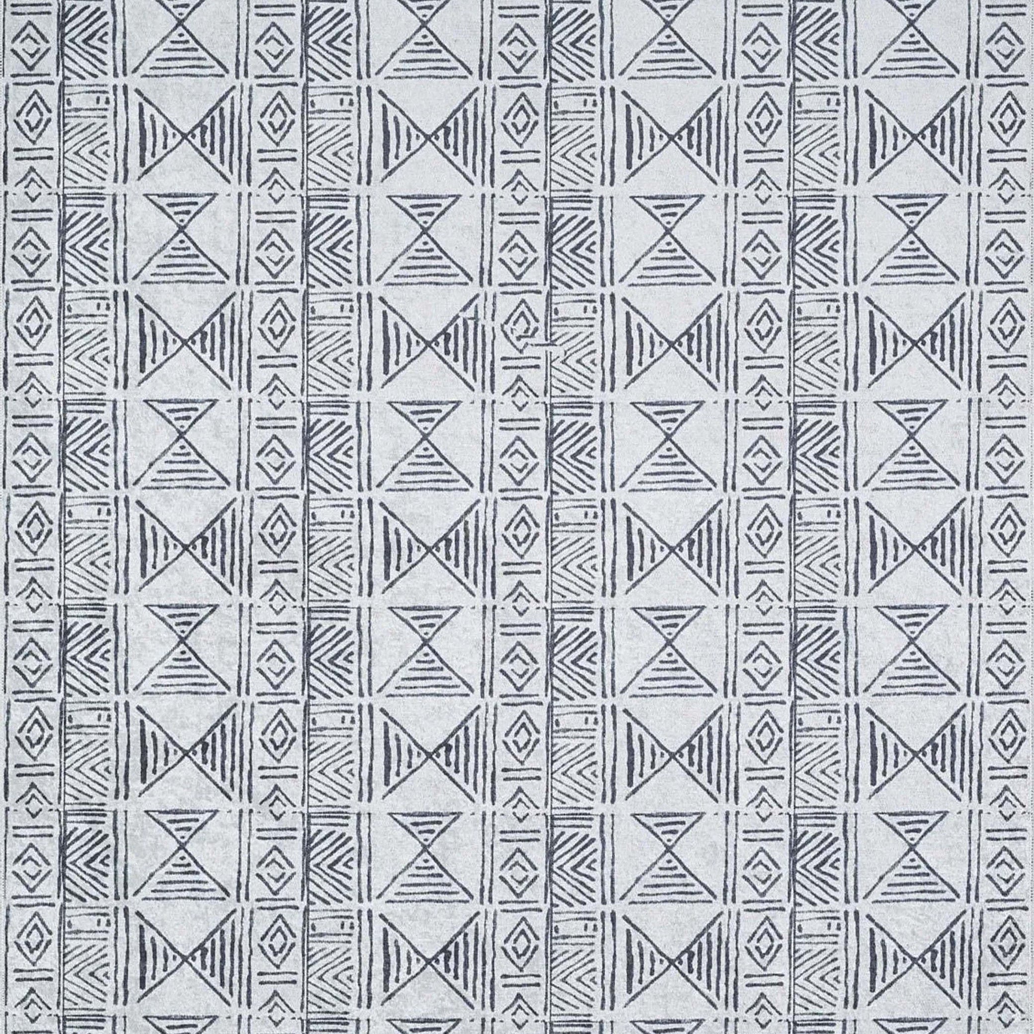 Hoda Geometric Turkish Neutral Gray Black Rug