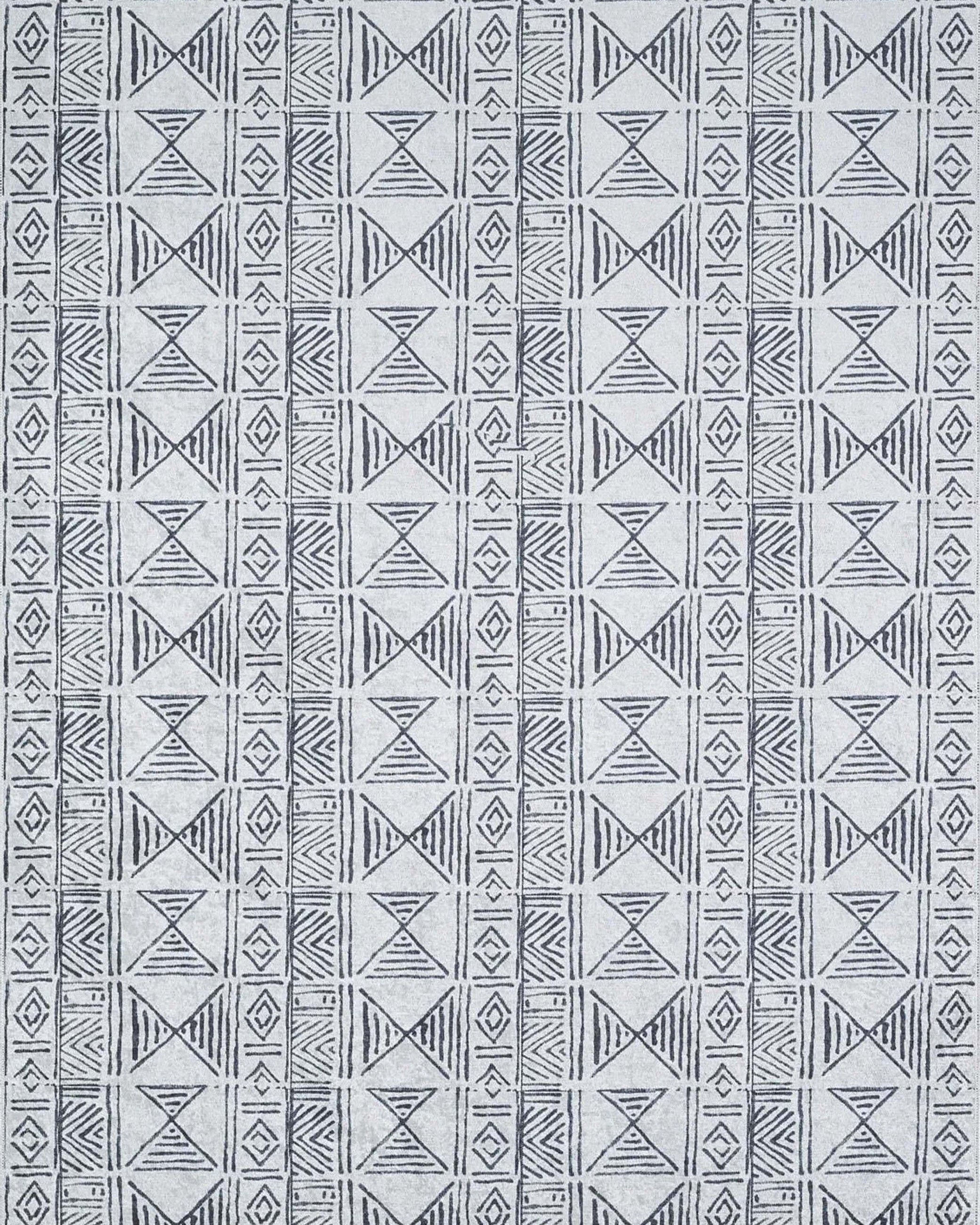 Hoda Geometric Turkish Neutral Gray Black Rug