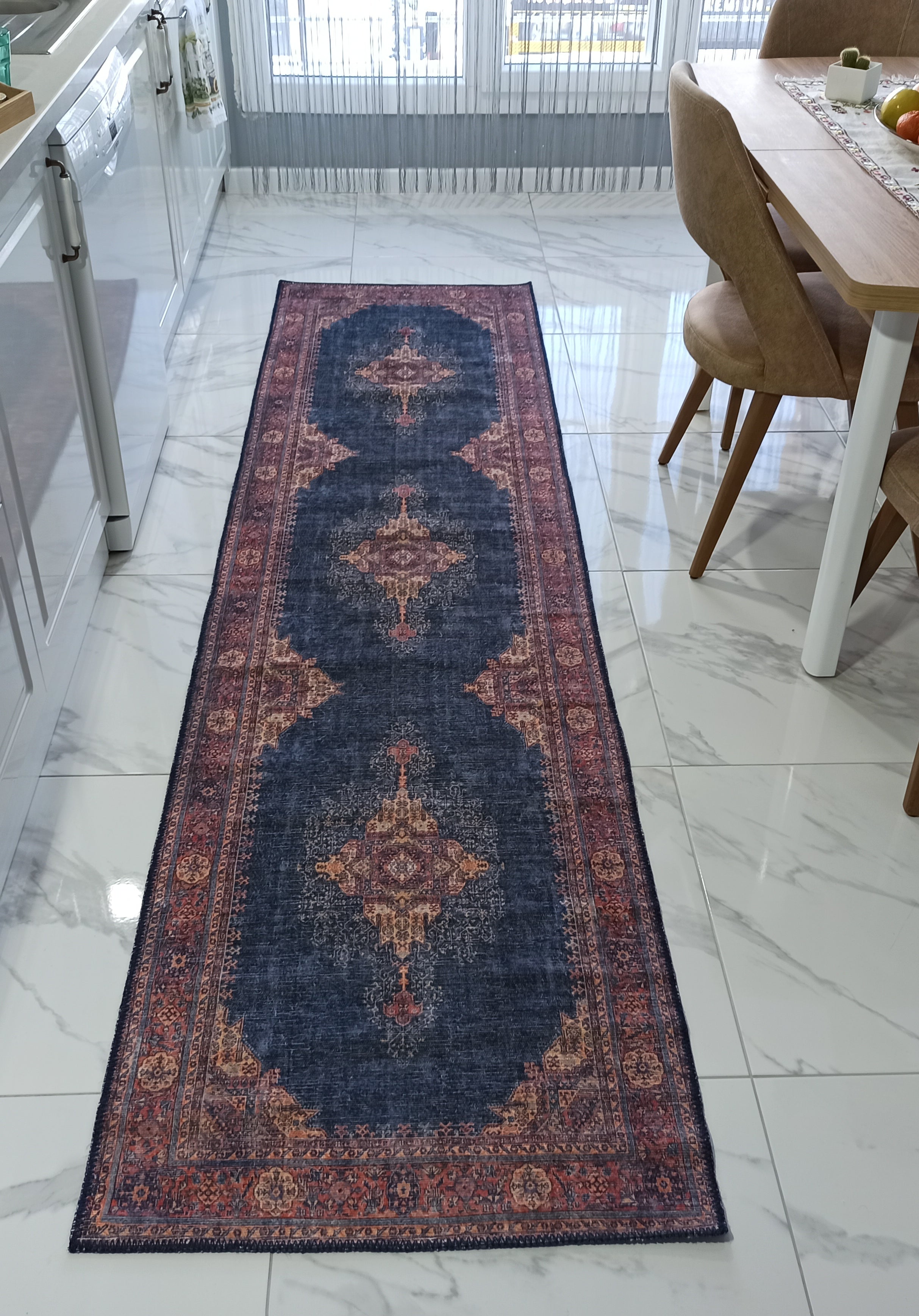 Nargan Rug Persian Navy Blue Red Rug