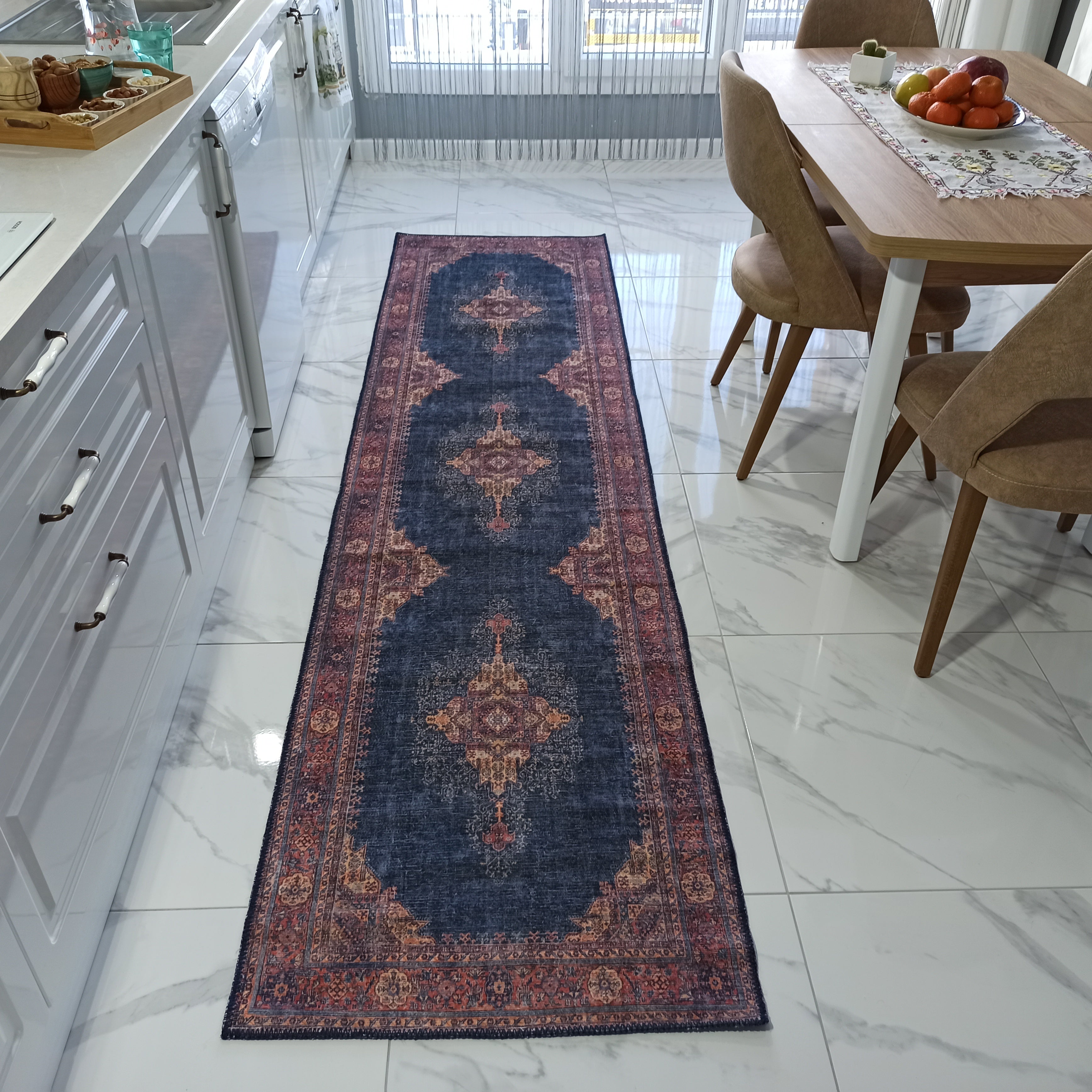 Nargan Rug Persian Navy Blue Red Rug