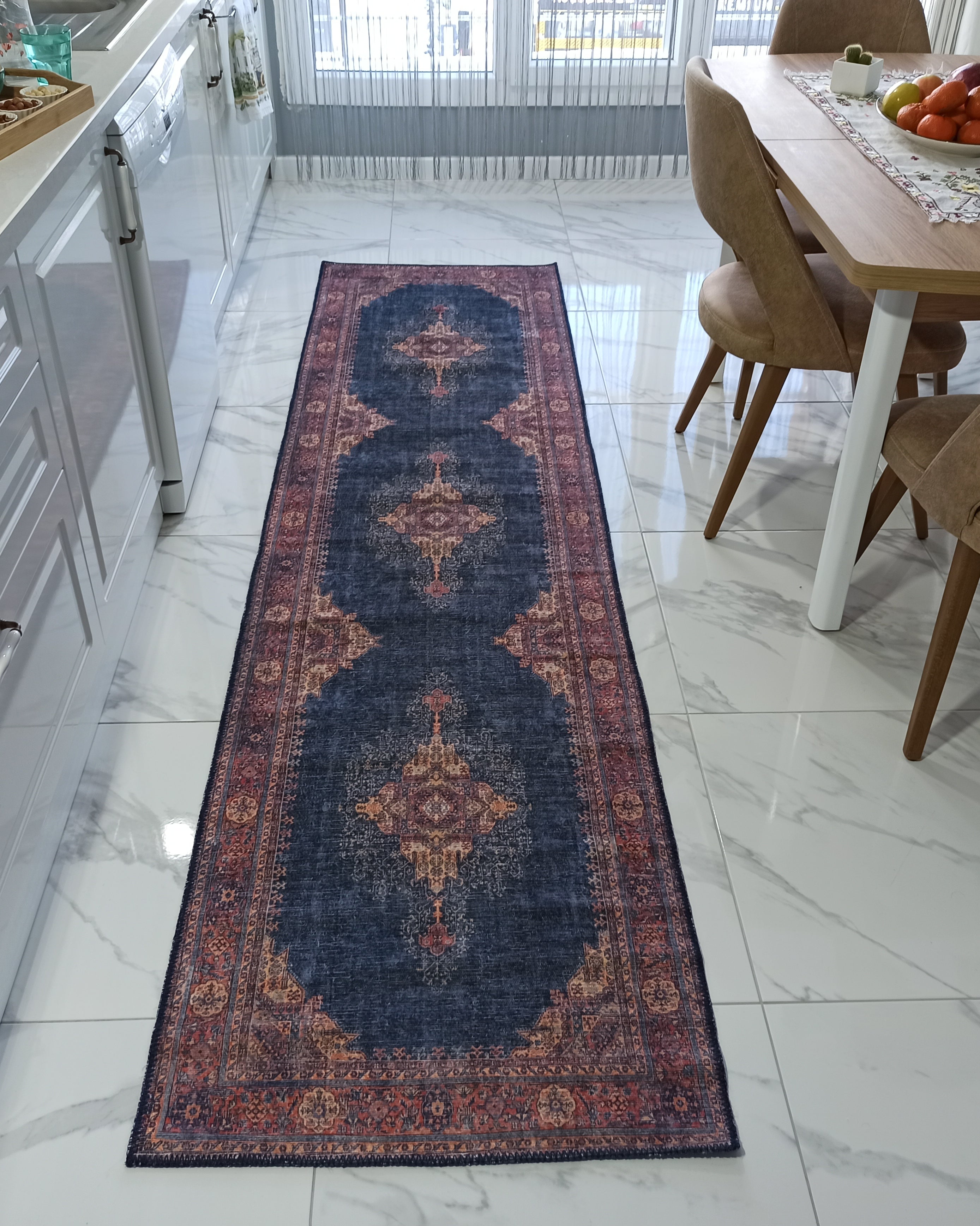 Nargan Rug Persian Navy Blue Red Rug