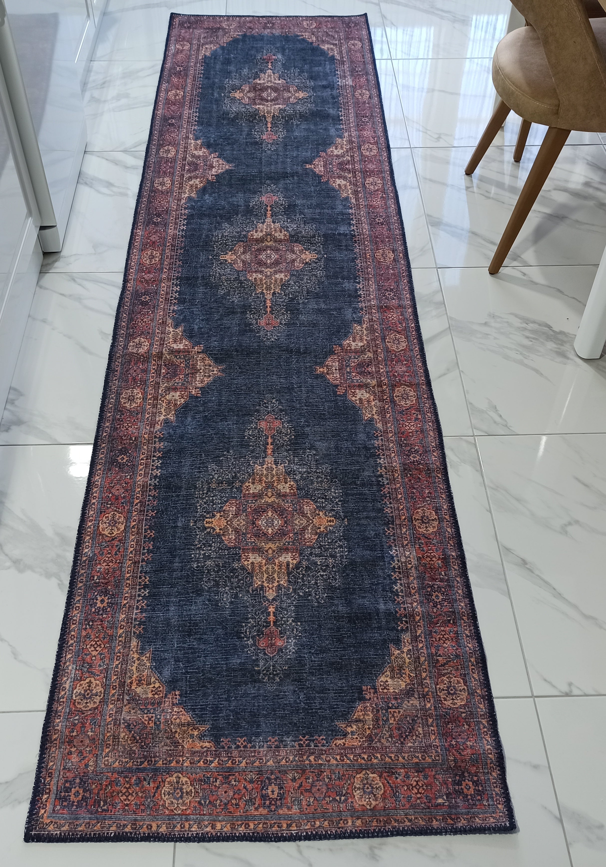 Nargan Rug Persian Navy Blue Red Rug