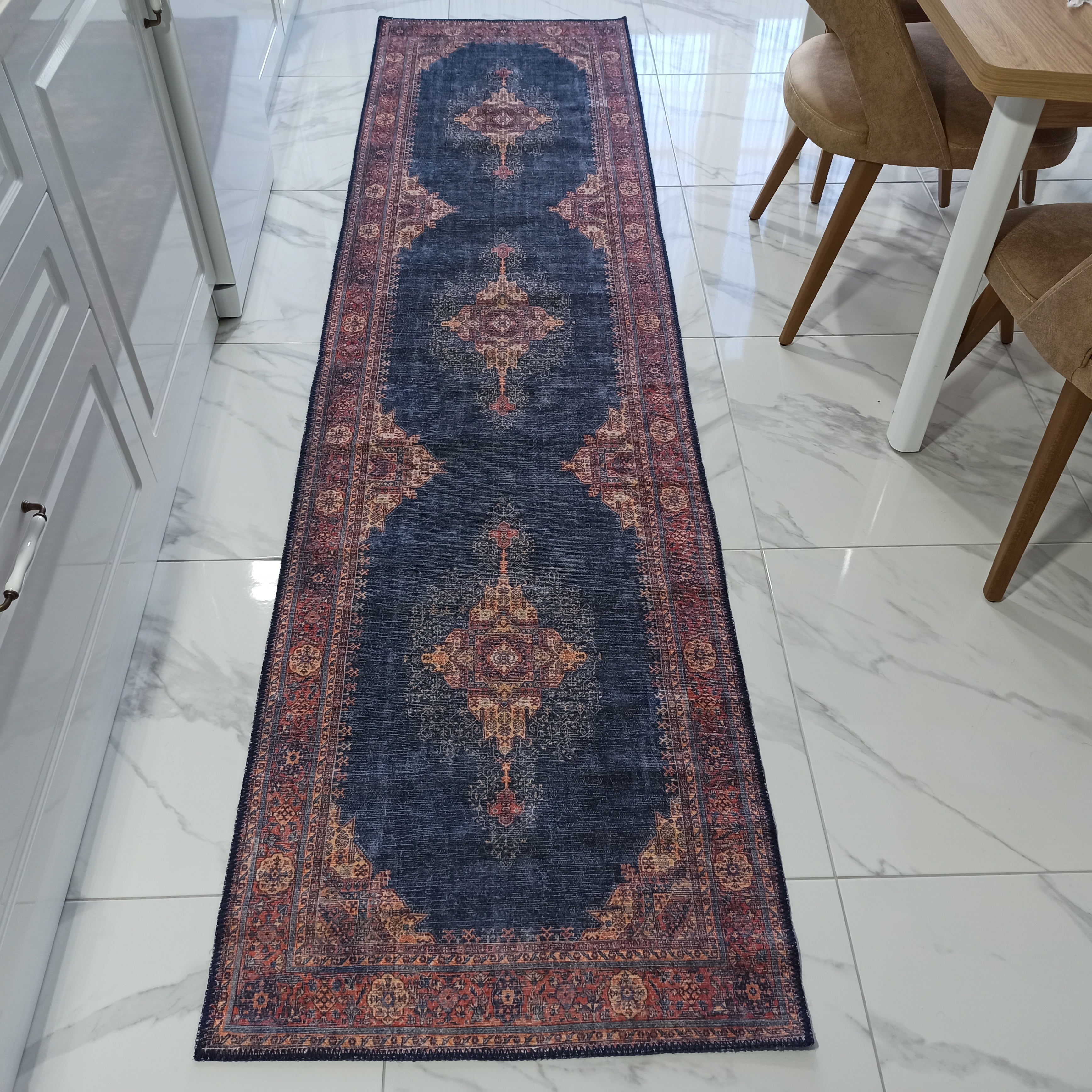 Nargan Rug Persian Navy Blue Red Rug