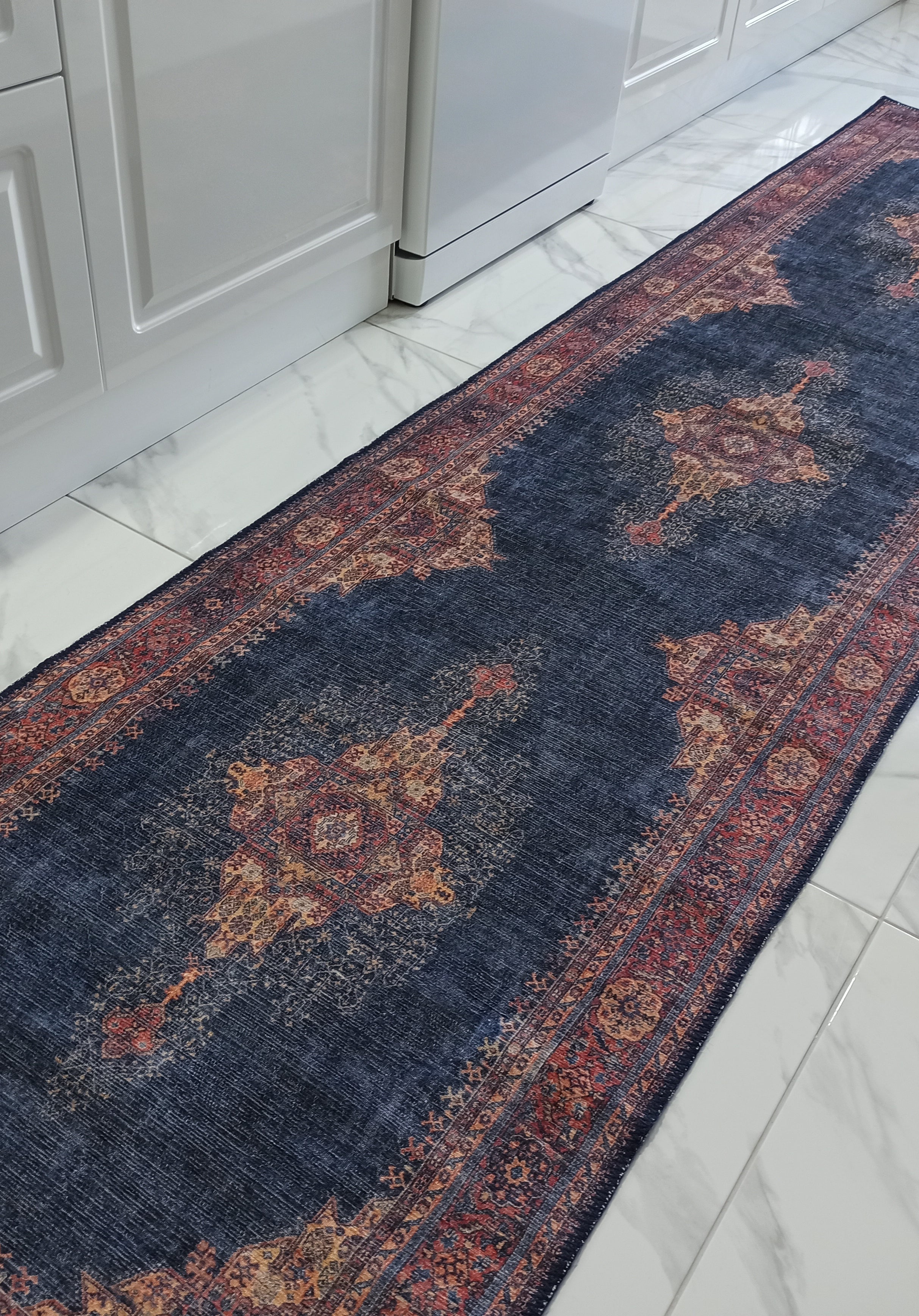 Nargan Rug Persian Navy Blue Red Rug
