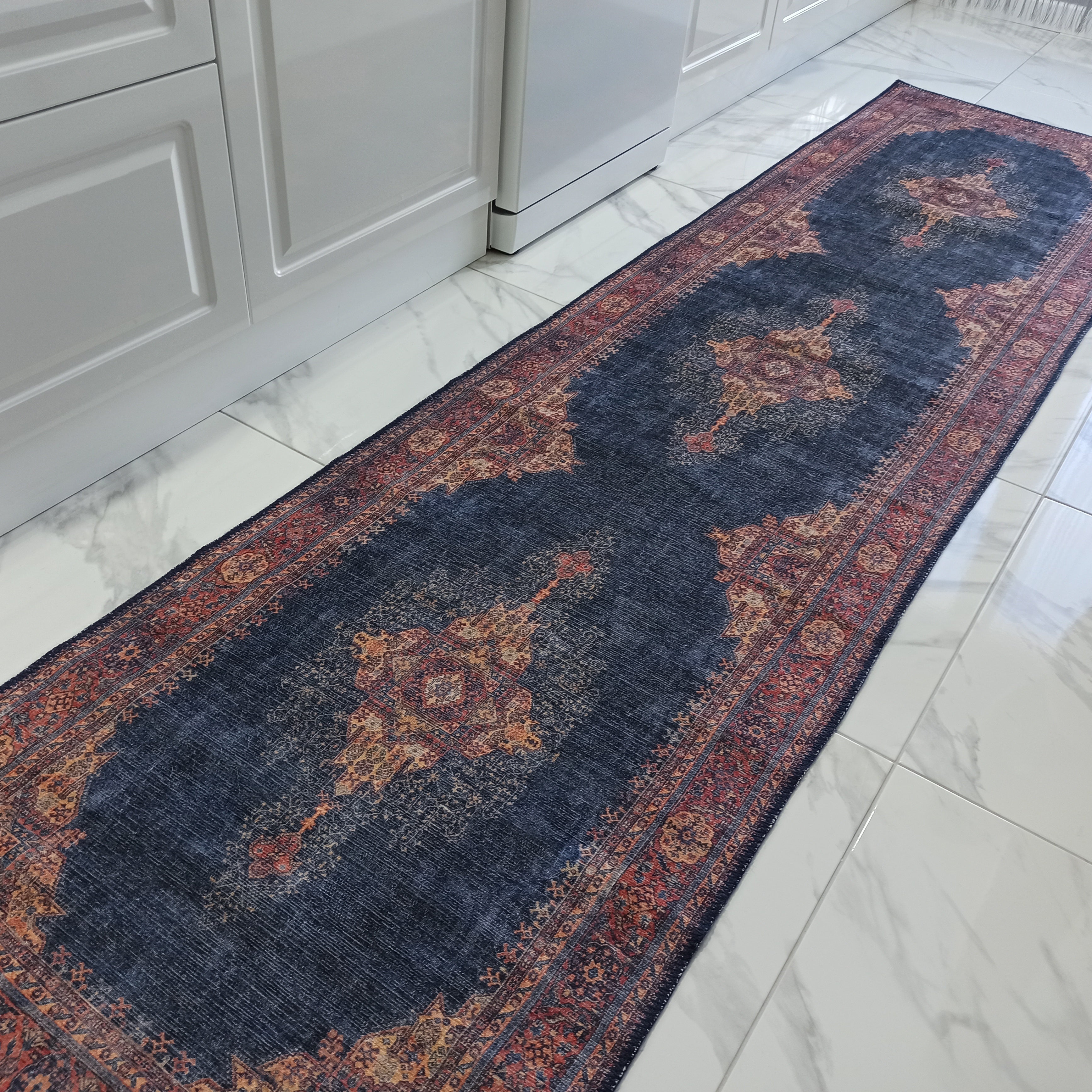 Nargan Rug Persian Navy Blue Red Rug