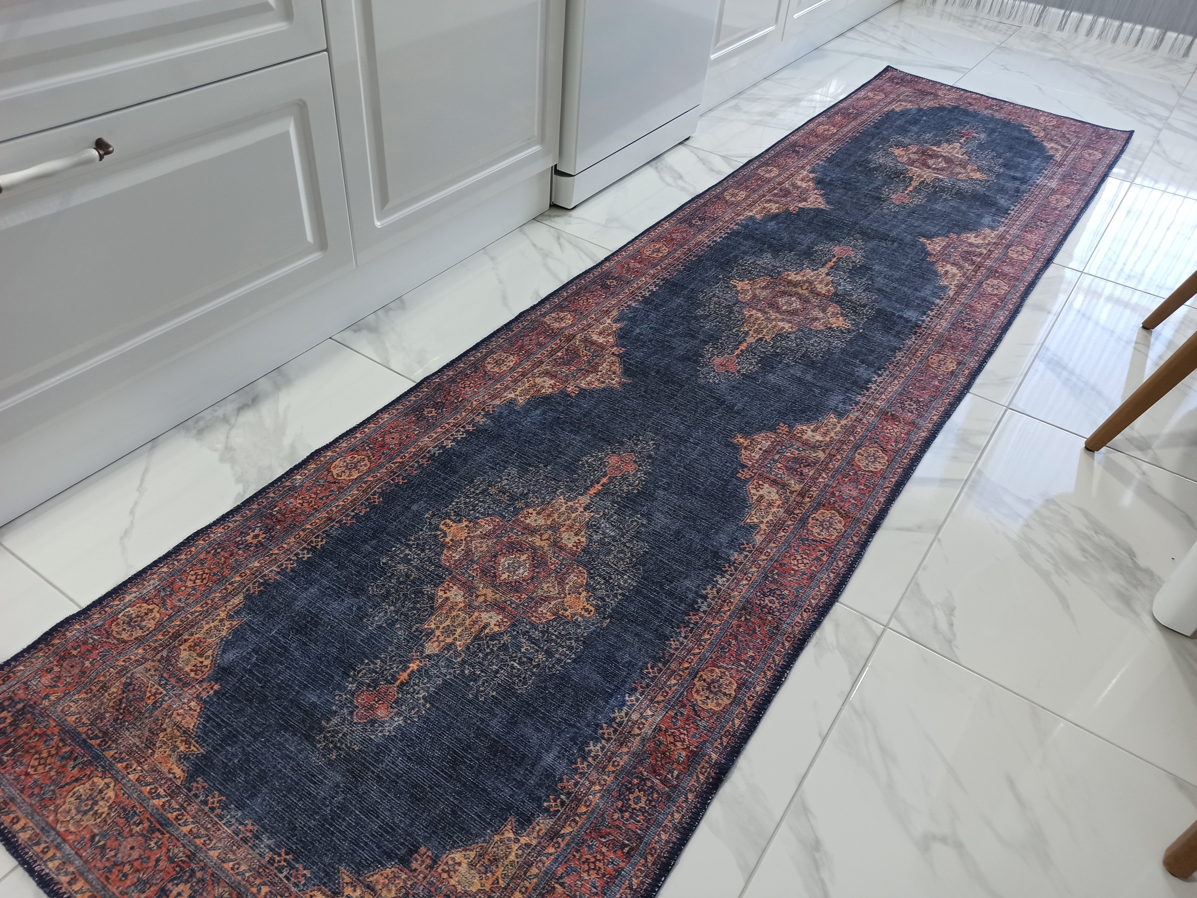 Nargan Rug Persian Navy Blue Red Rug