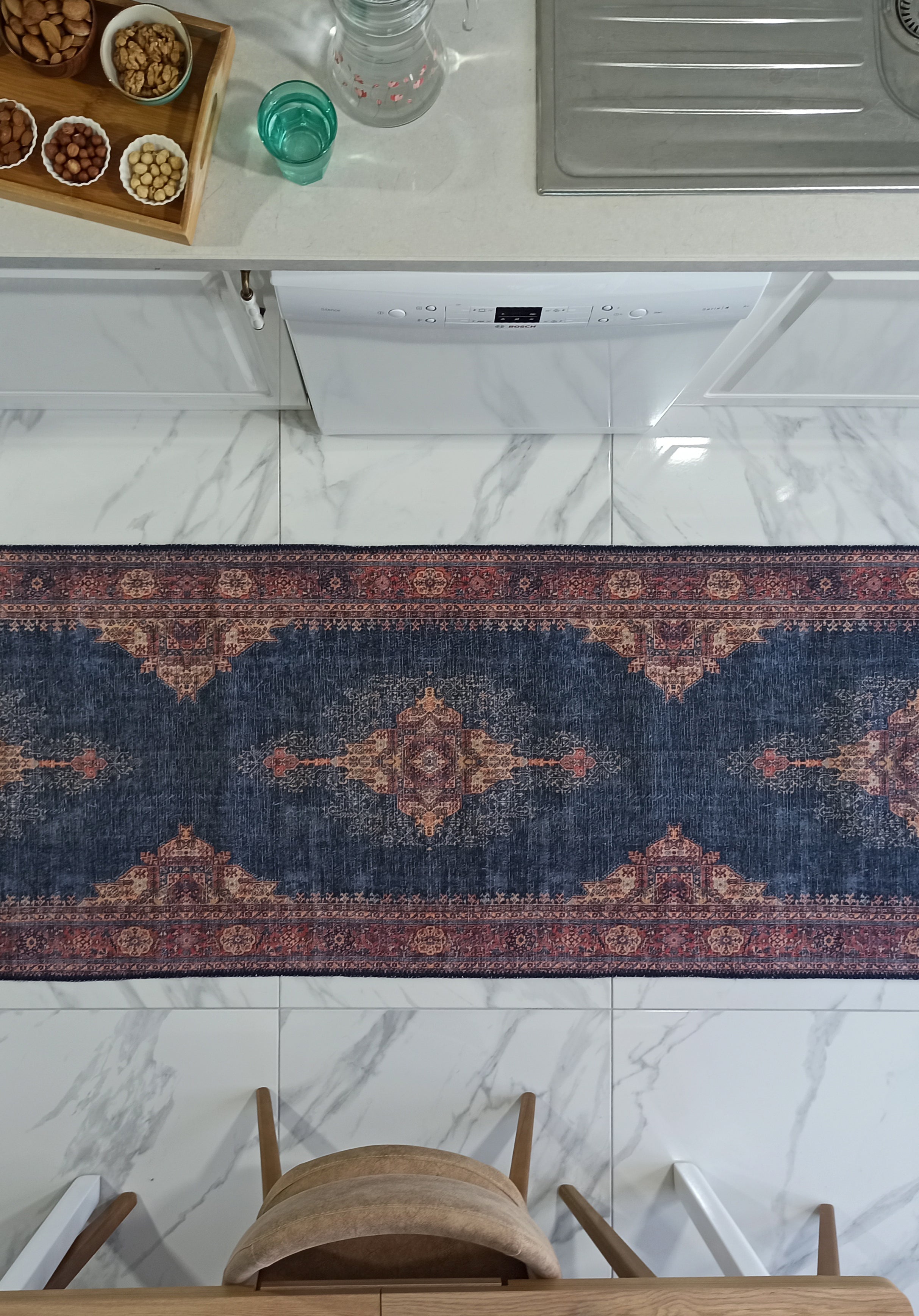 Nargan Rug Persian Navy Blue Red Rug
