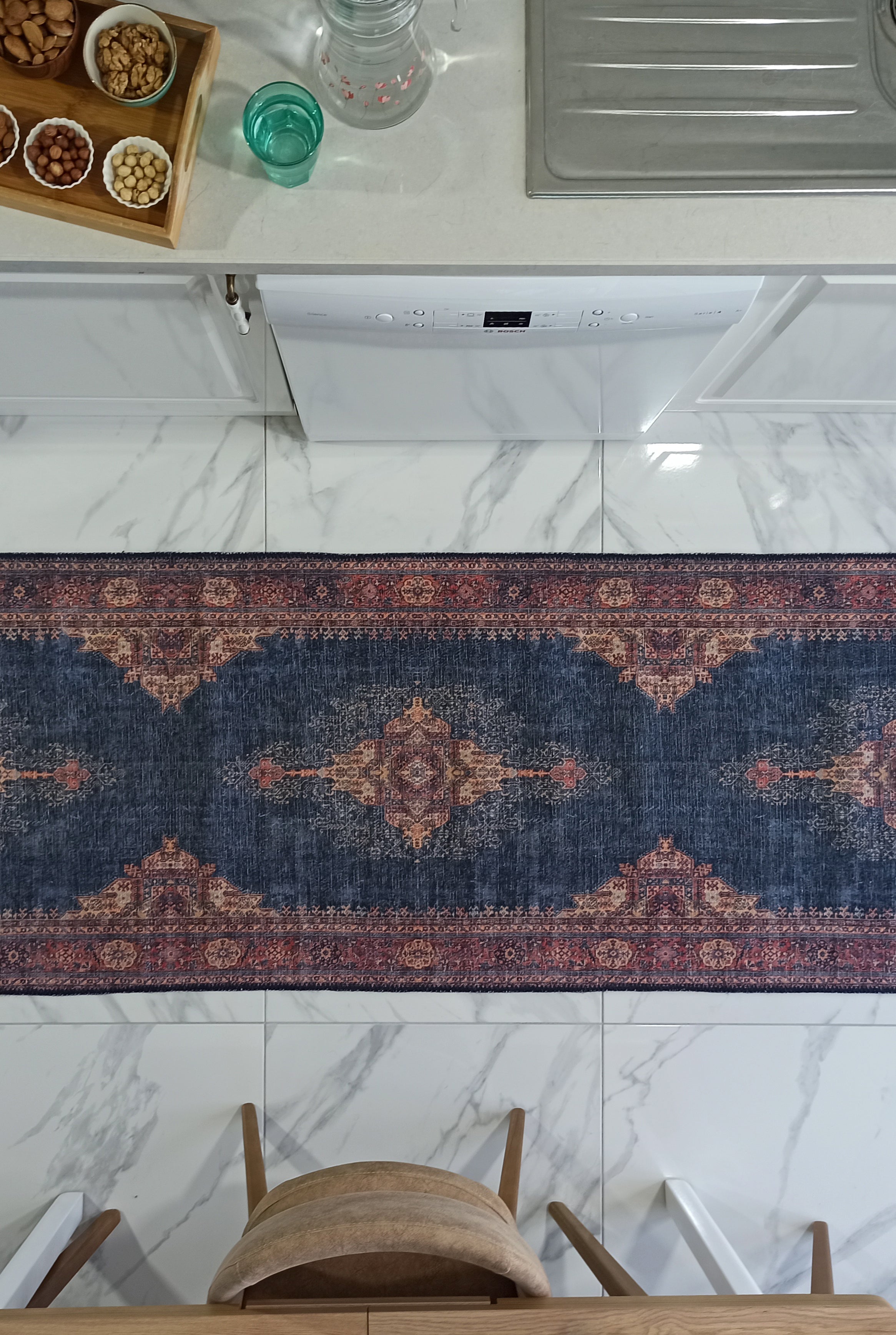 Nargan Rug Persian Navy Blue Red Rug
