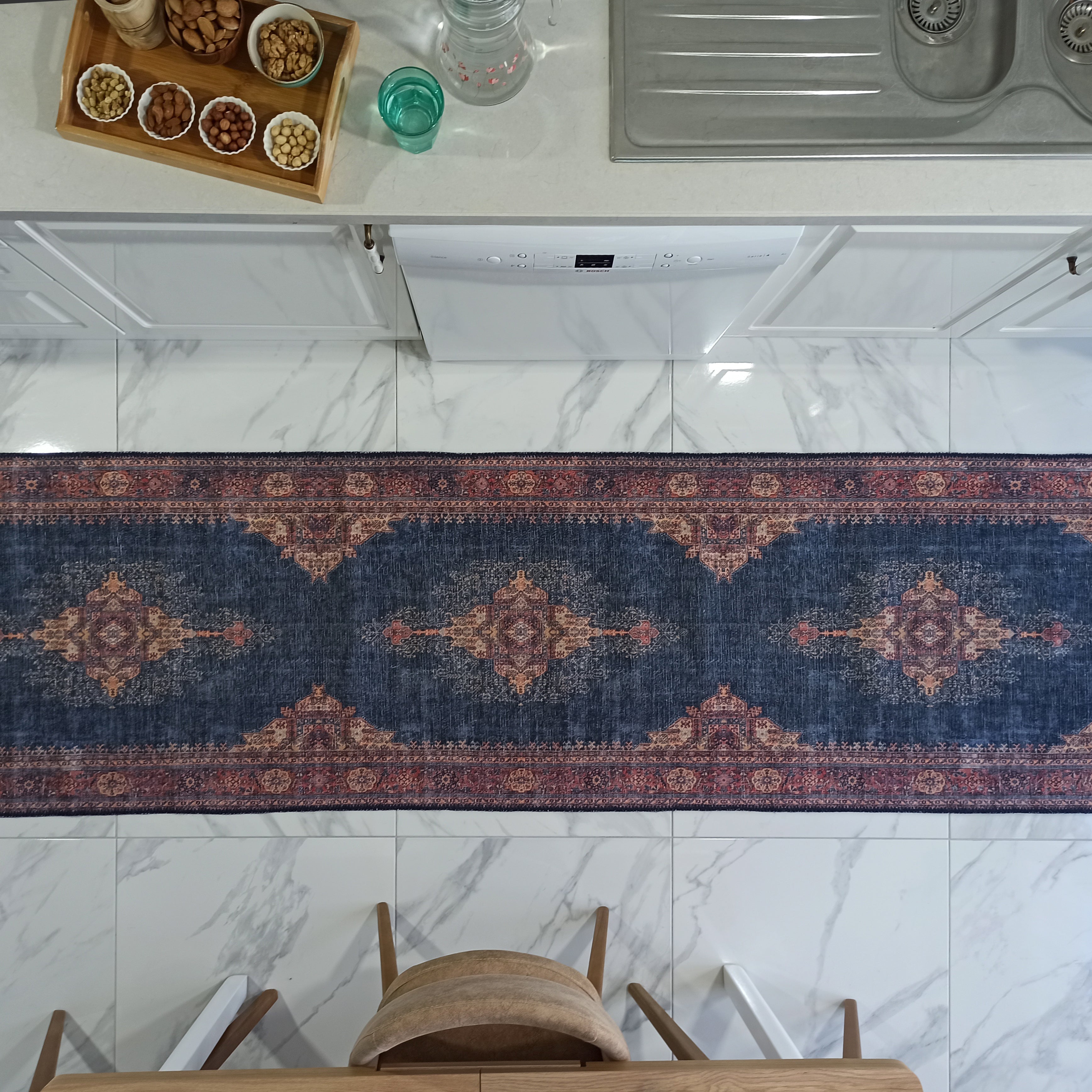 Nargan Rug Persian Navy Blue Red Rug