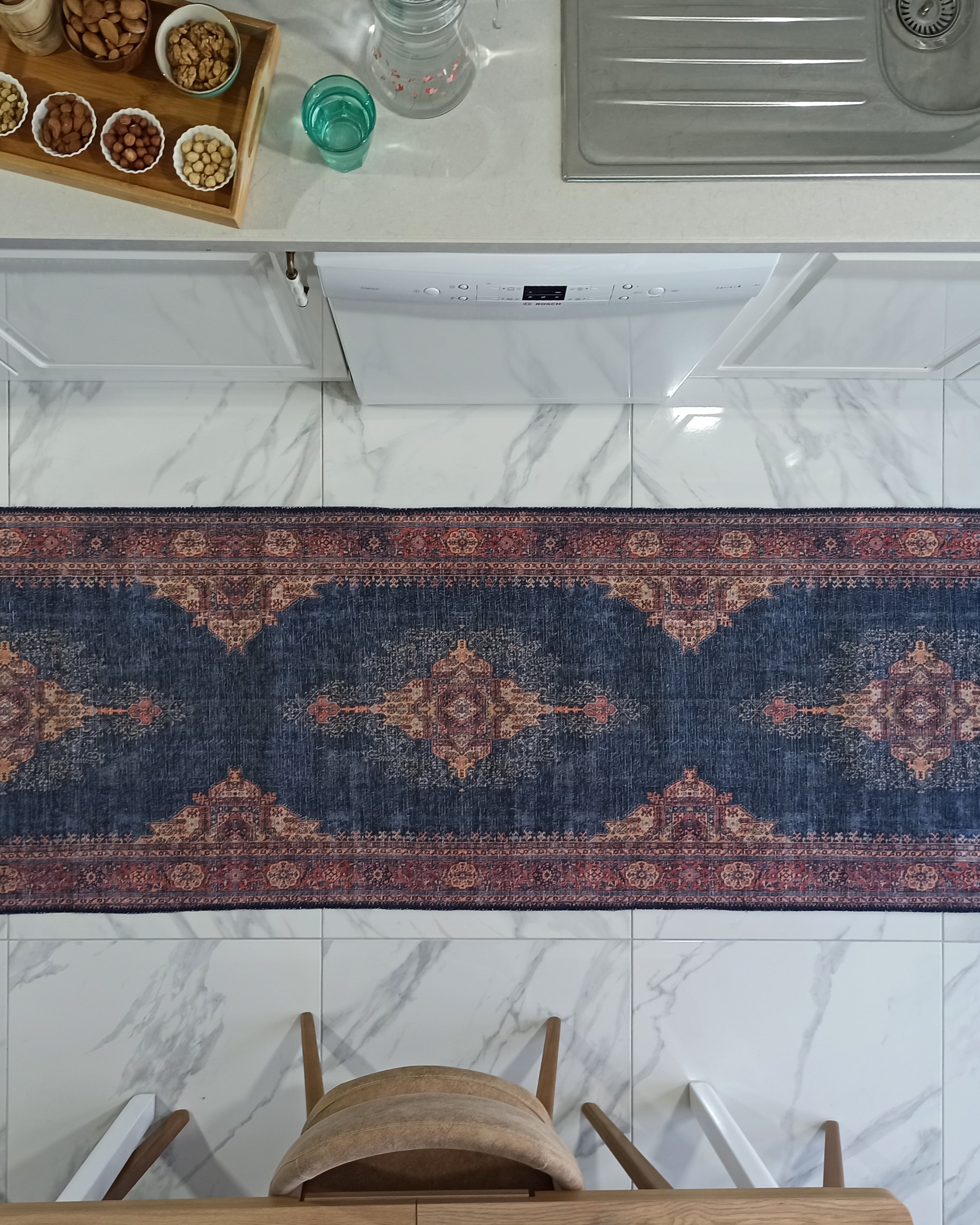 Nargan Rug Persian Navy Blue Red Rug