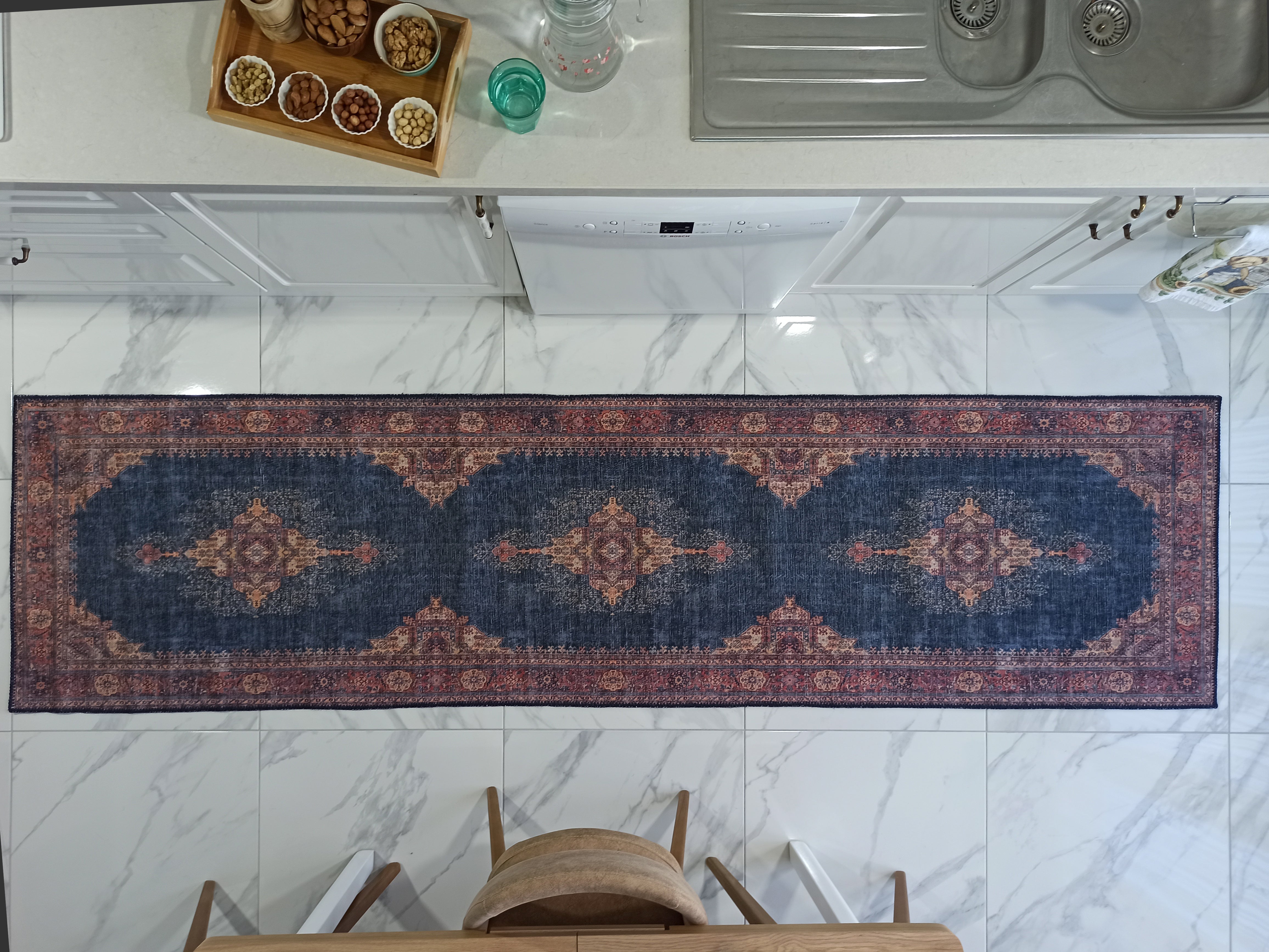 Nargan Rug Persian Navy Blue Red Rug