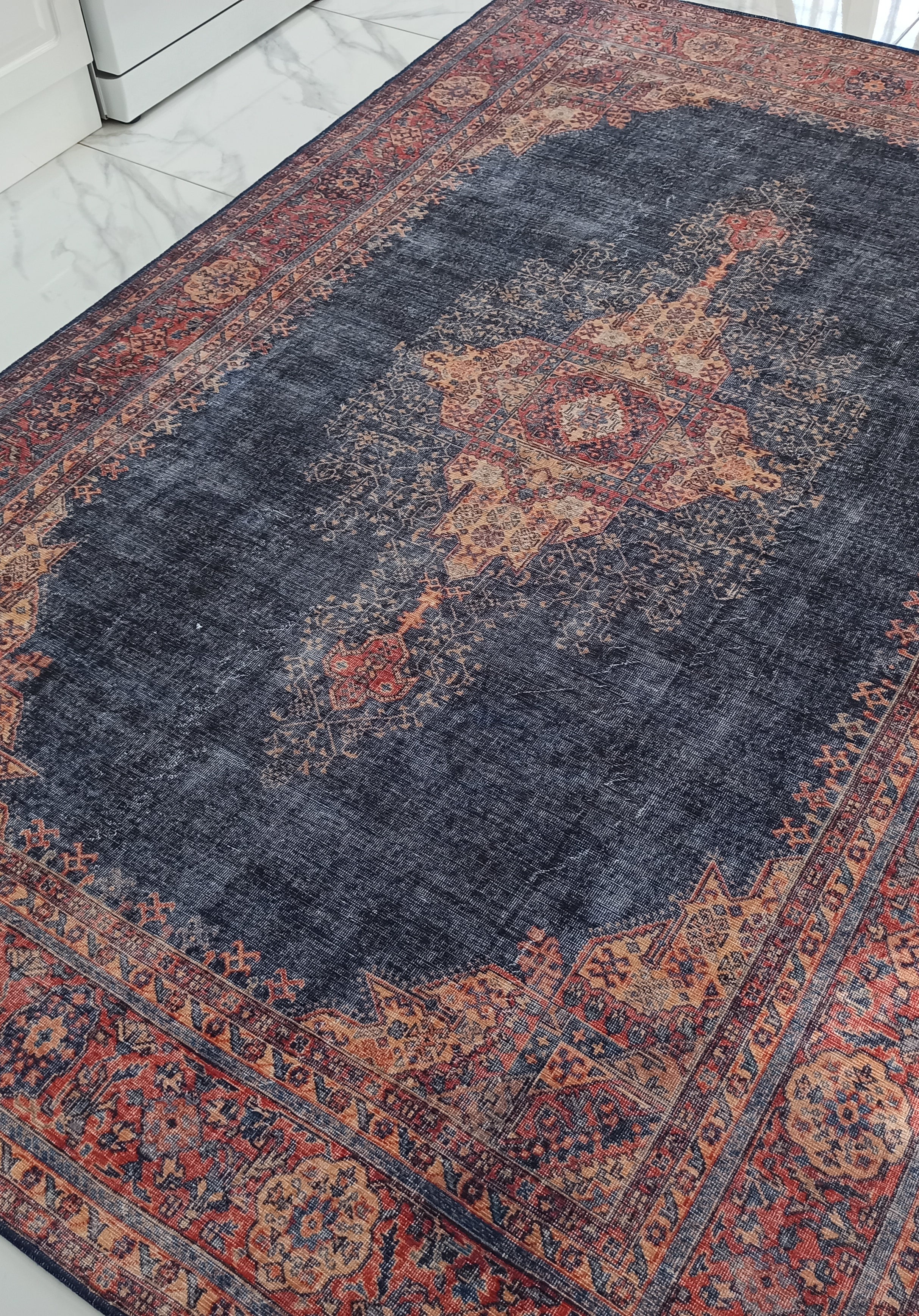 Nargan Rug Persian Navy Blue Red Rug