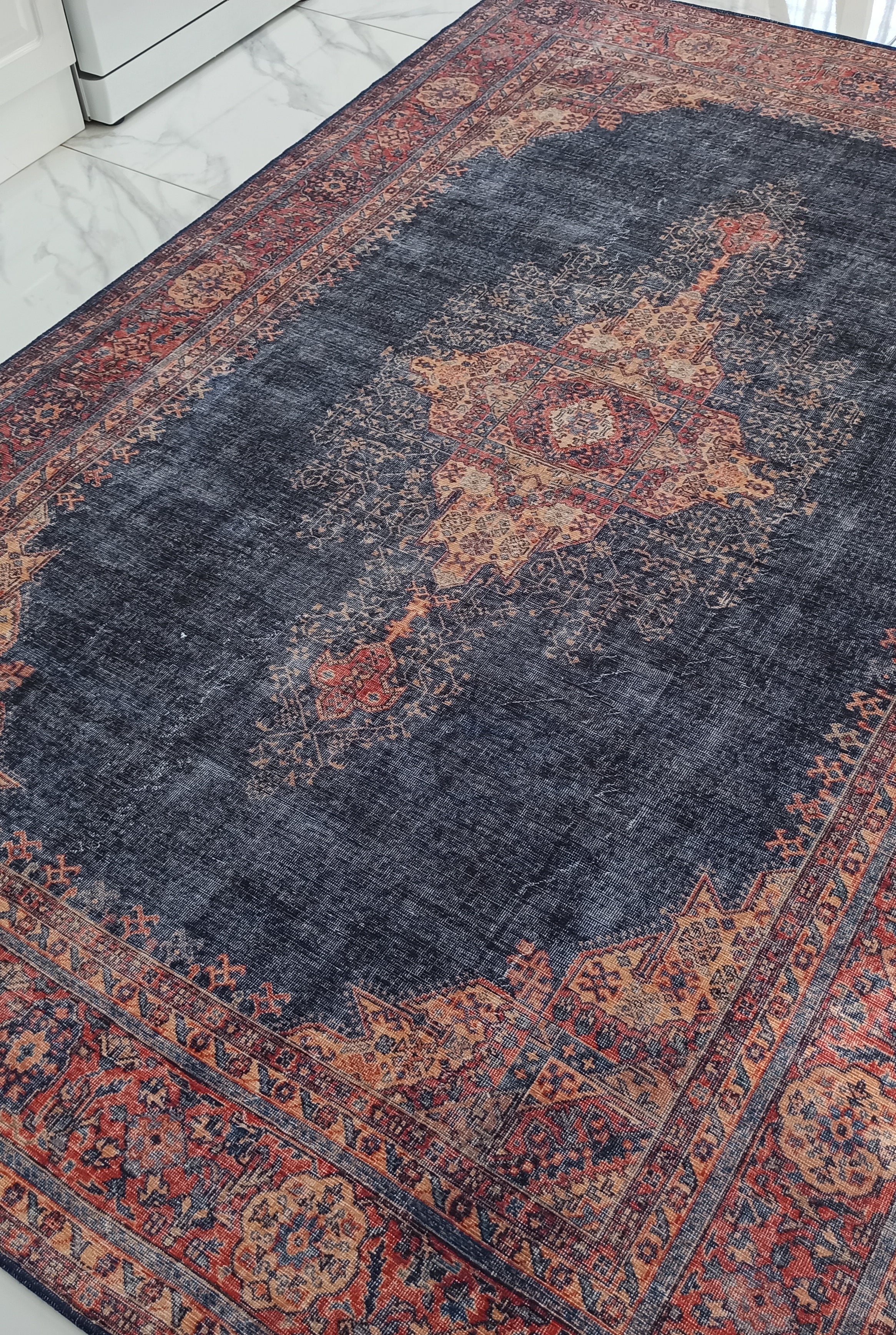 Nargan Rug Persian Navy Blue Red Rug