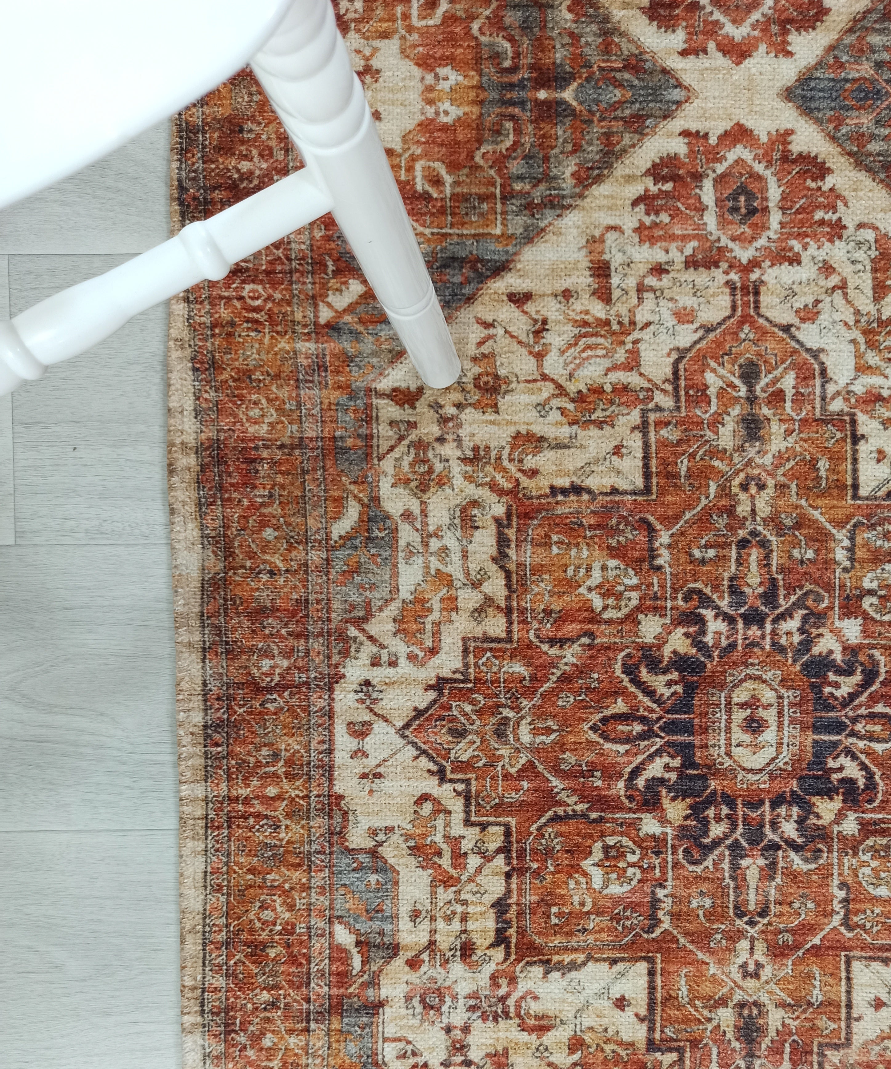 Eylul Turkish Vintage Medallion Style Beige Orange Rug