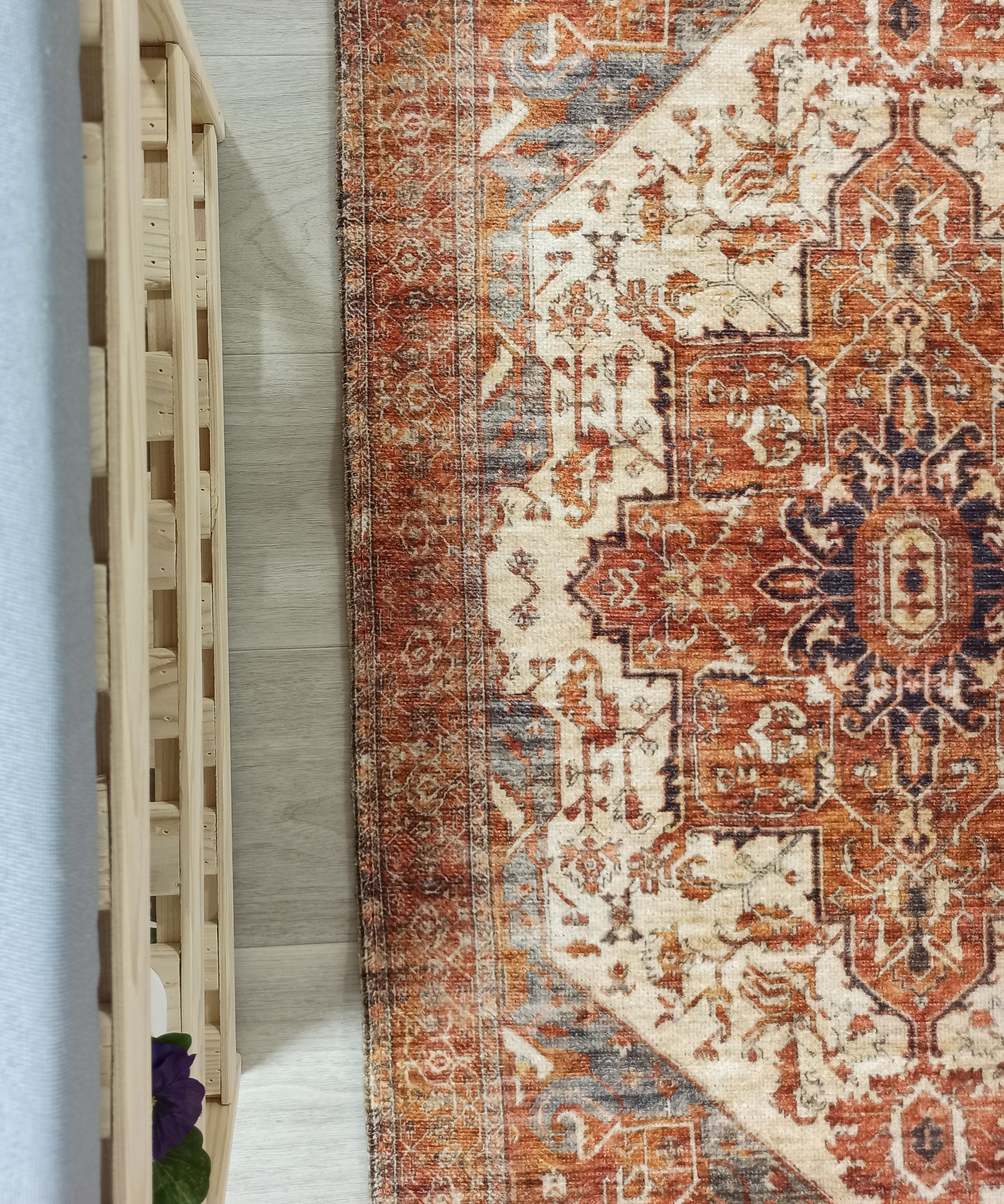 Eylul Turkish Vintage Medallion Style Beige Orange Rug