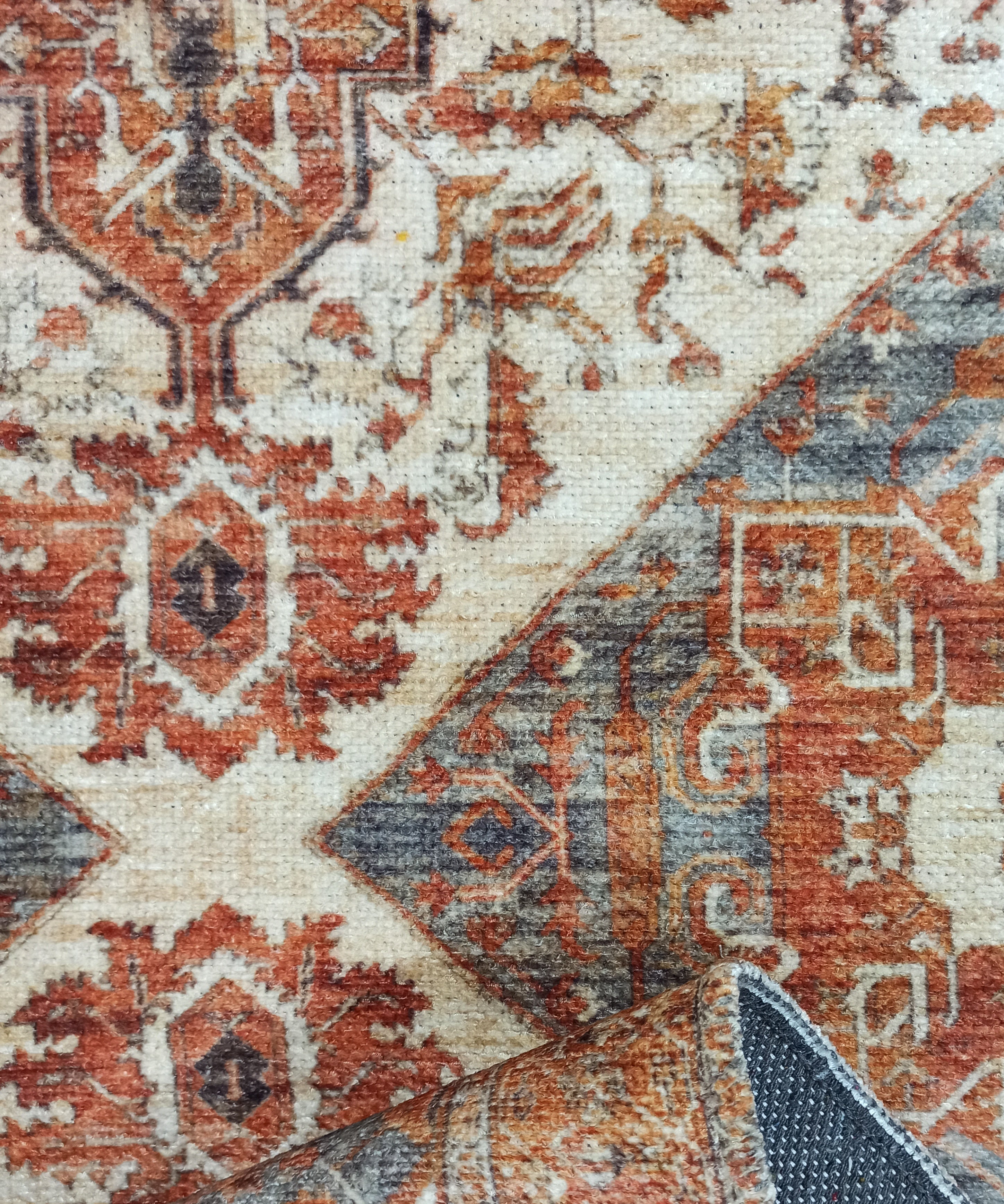 Eylul Turkish Vintage Medallion Style Beige Orange Rug