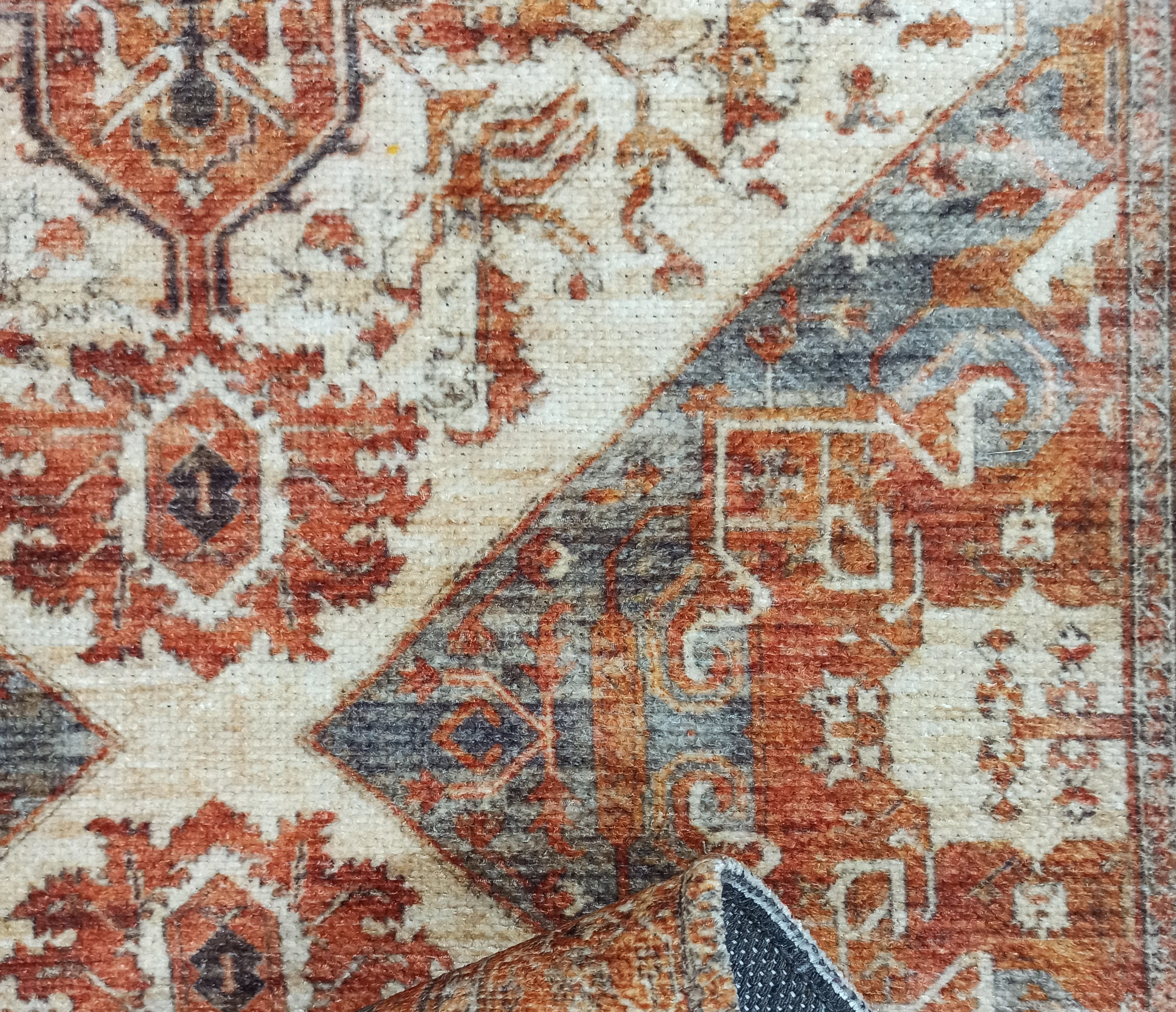 Eylul Turkish Vintage Medallion Style Beige Orange Rug