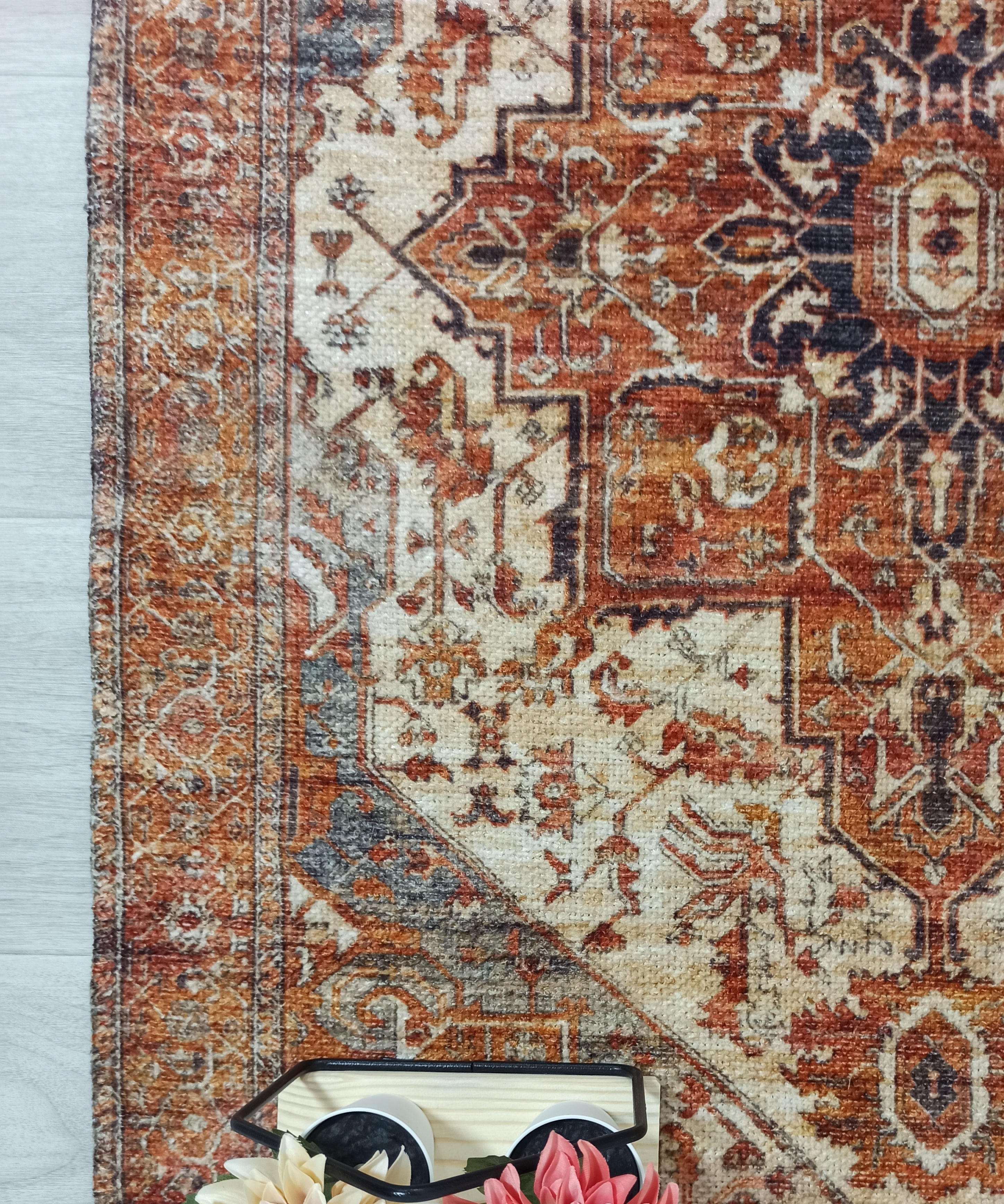 Eylul Turkish Vintage Medallion Style Beige Orange Rug