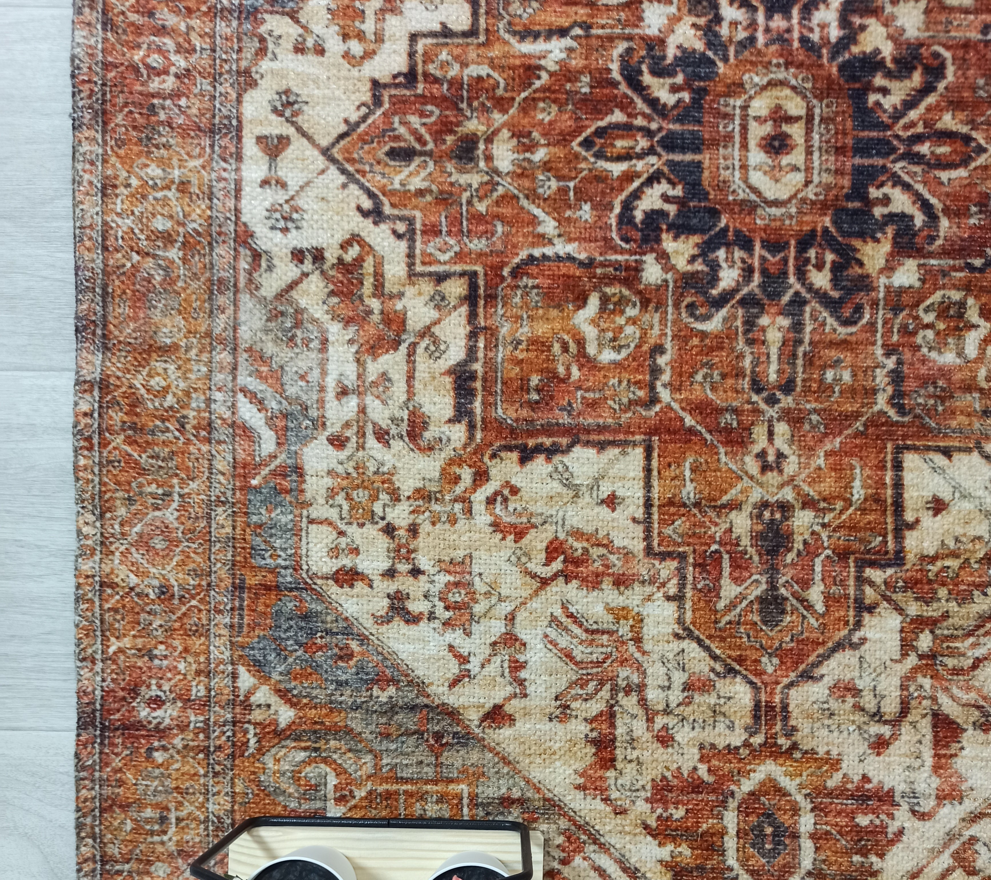 Eylul Turkish Vintage Medallion Style Beige Orange Rug