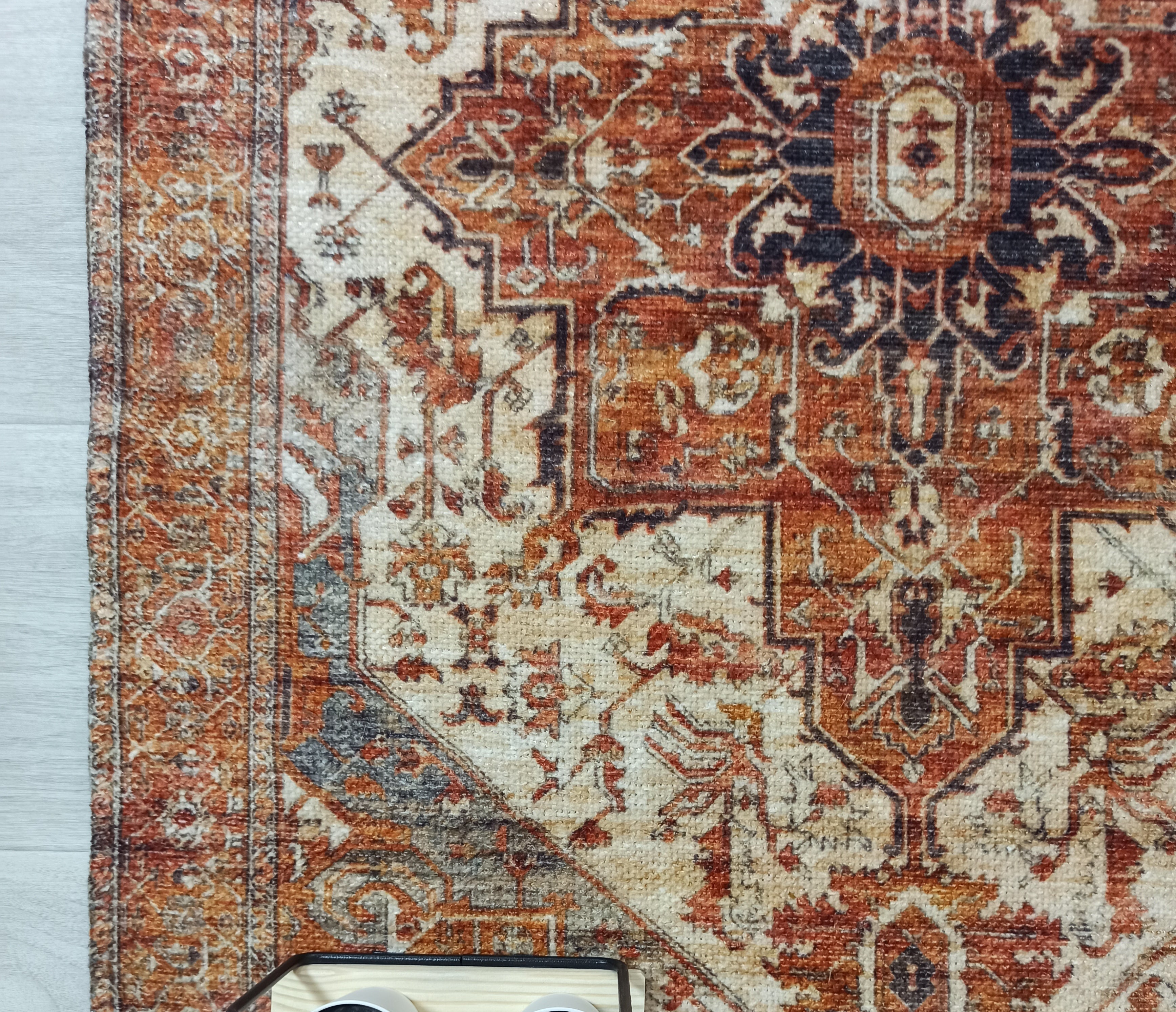 Eylul Turkish Vintage Medallion Style Beige Orange Rug