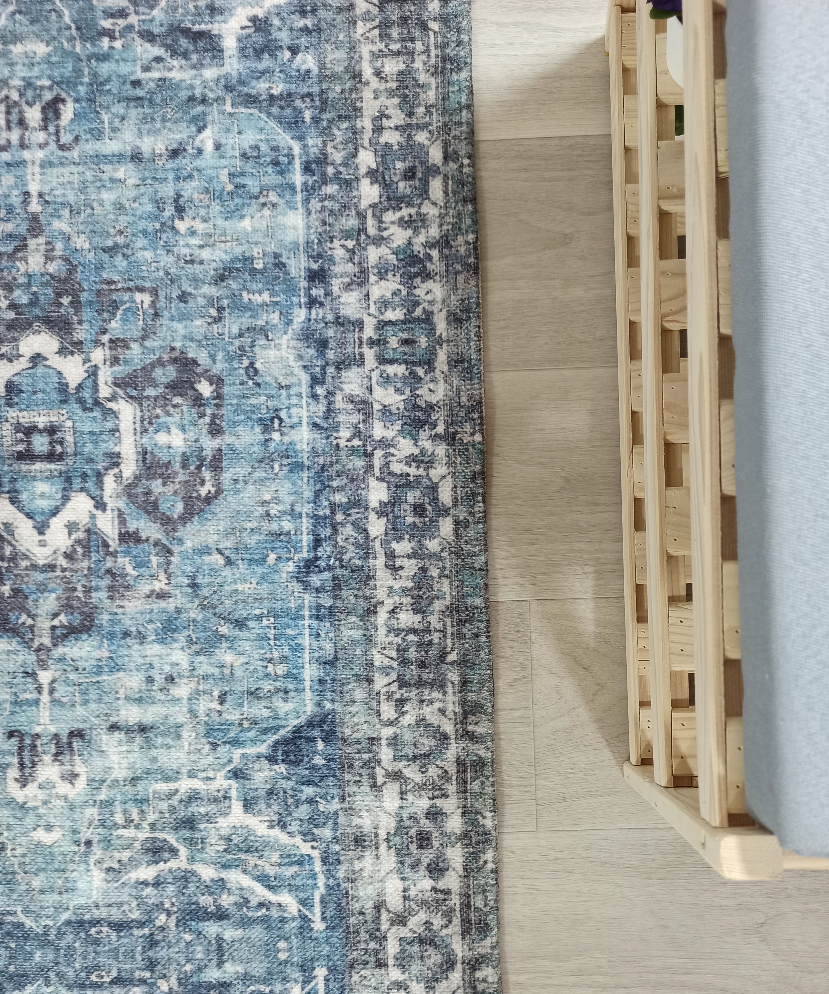 Asi Turkish Vintage Medallion Style Blue Rug