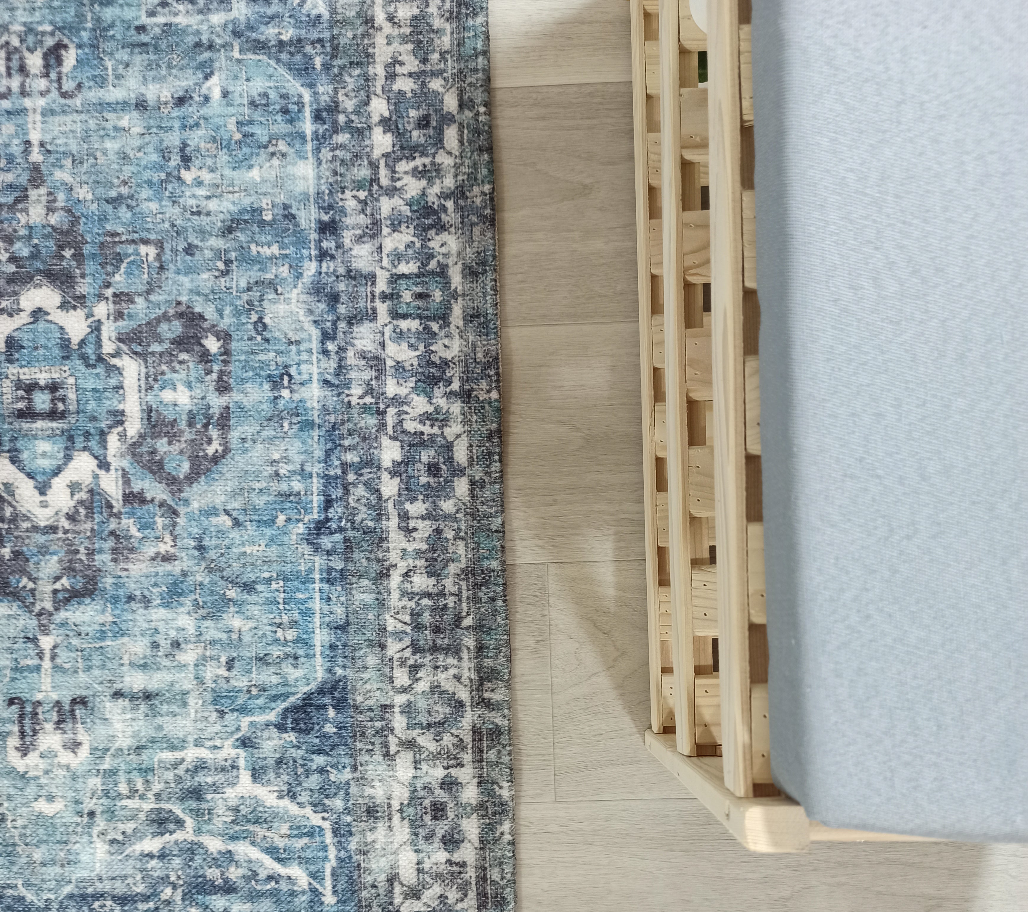 Asi Turkish Vintage Medallion Style Blue Rug