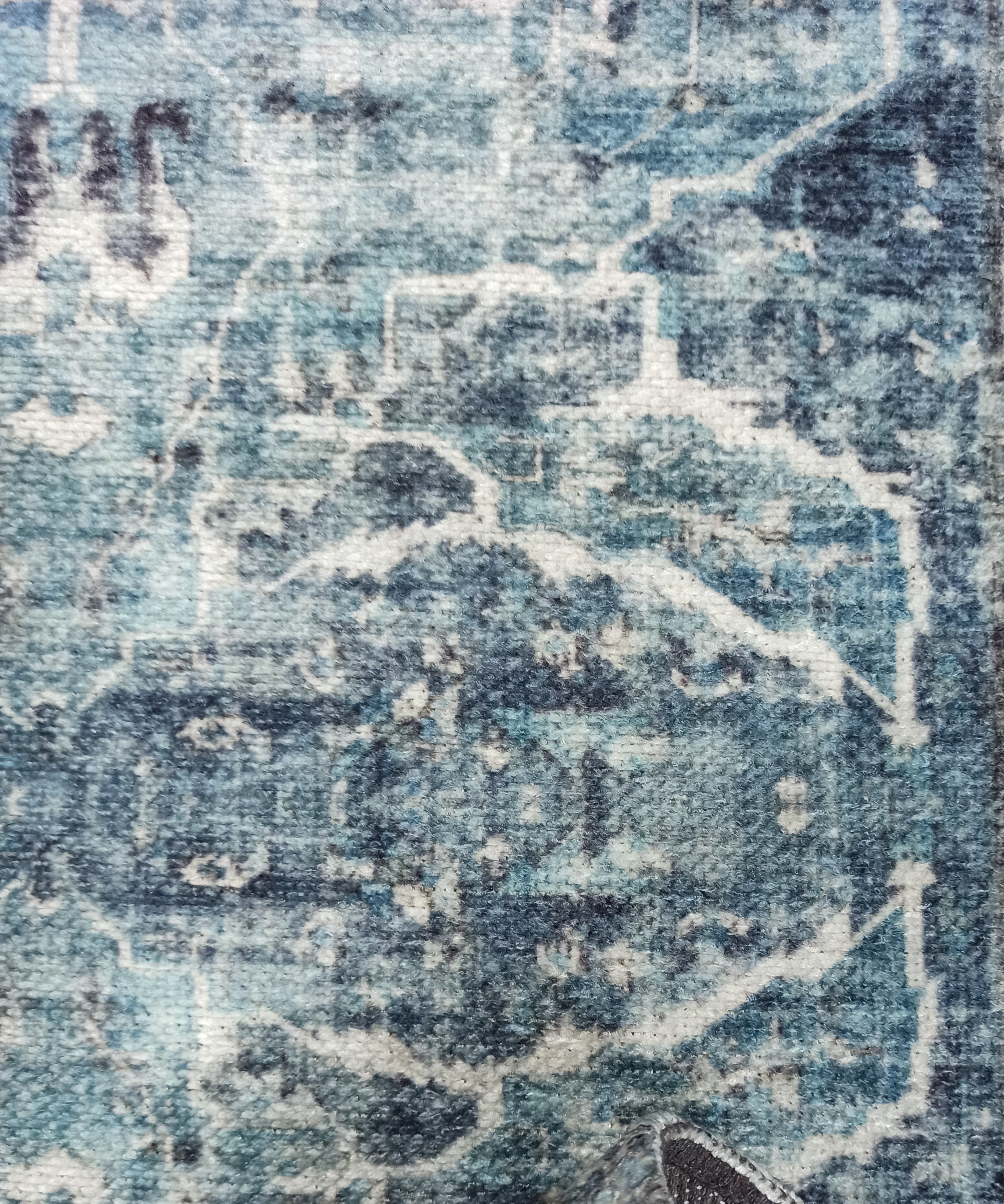 Asi Turkish Vintage Medallion Style Blue Rug