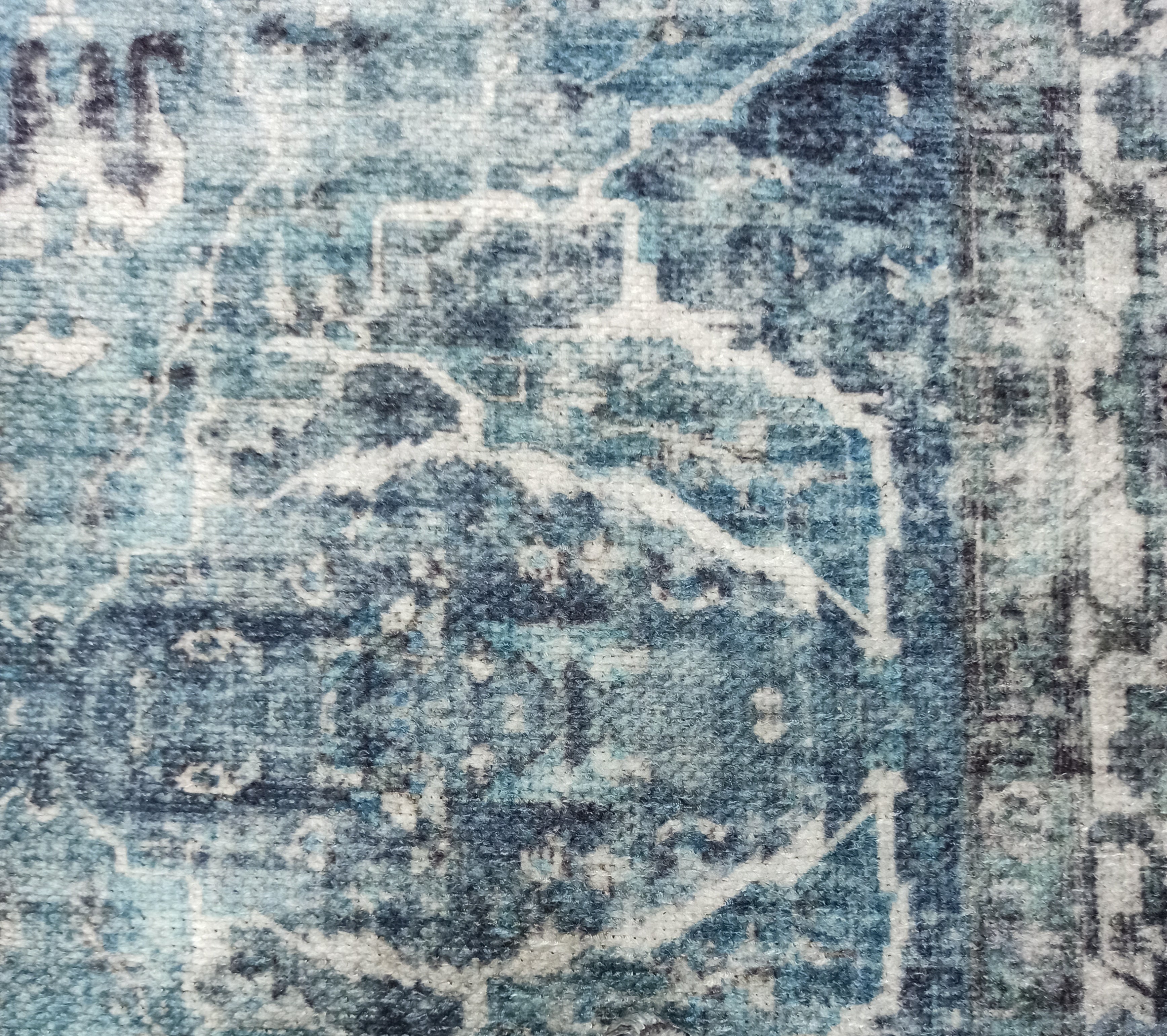 Asi Turkish Vintage Medallion Style Blue Rug