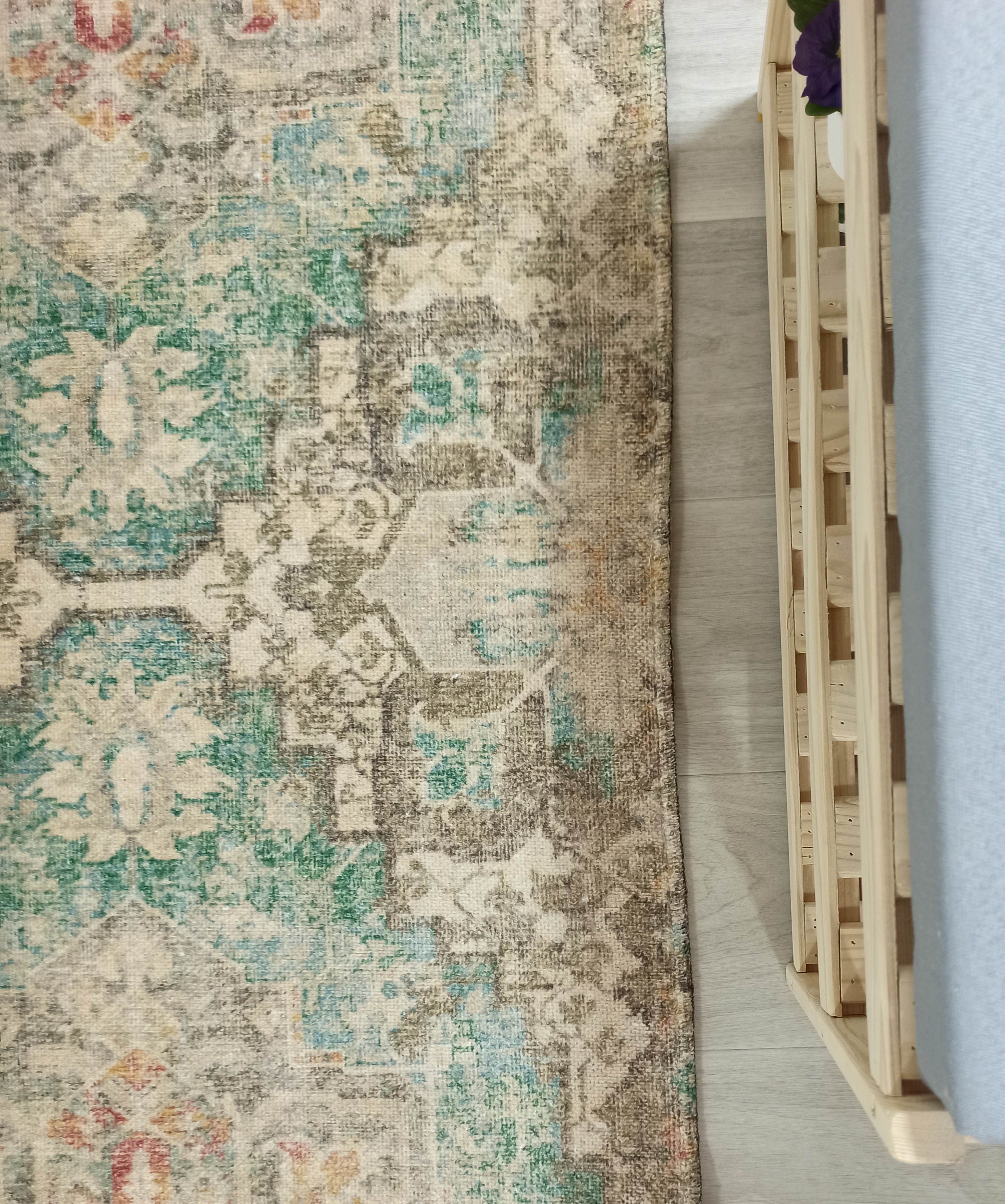 Lema Turkish Vintage Medallion Style Beige Green Rug