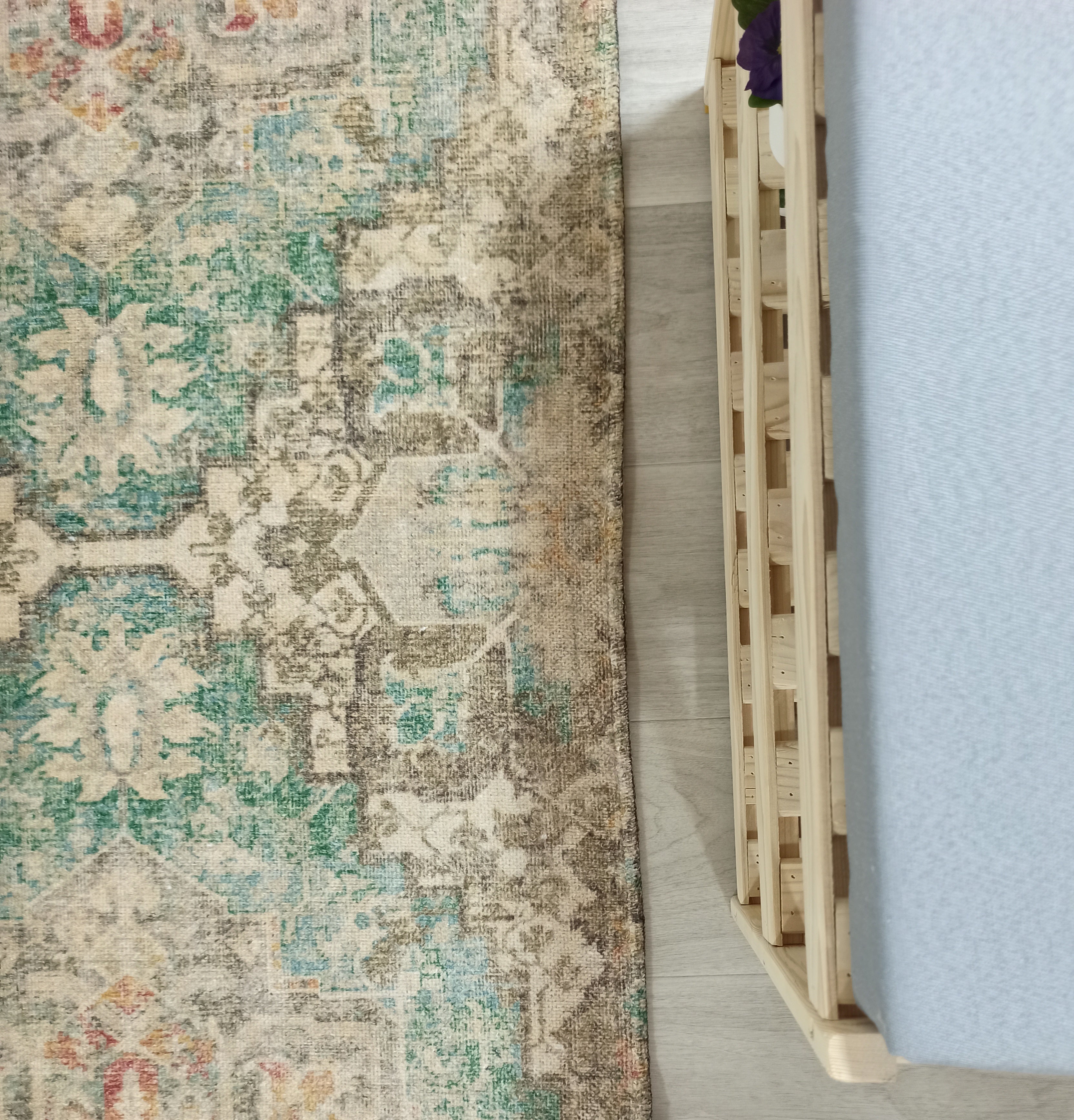 Lema Turkish Vintage Medallion Style Beige Green Rug